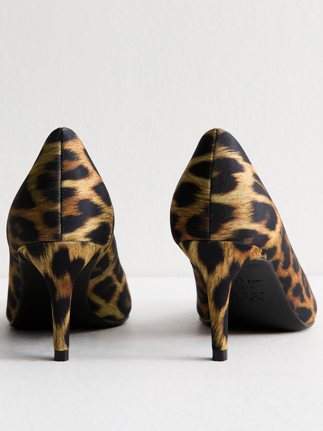 image of new-look-stone-leopard-print-pointed-toe-court-shoes