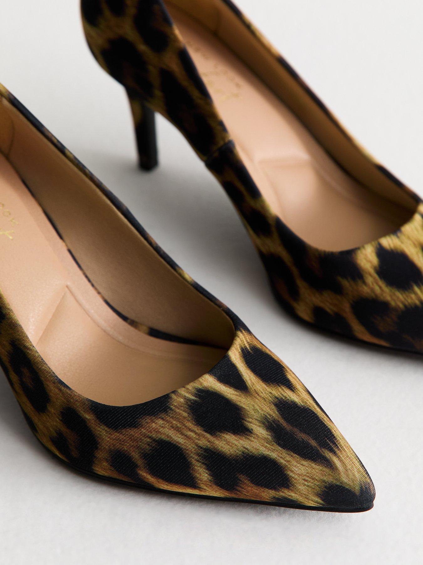  image of new-look-stone-leopard-print-pointed-toe-court-shoes