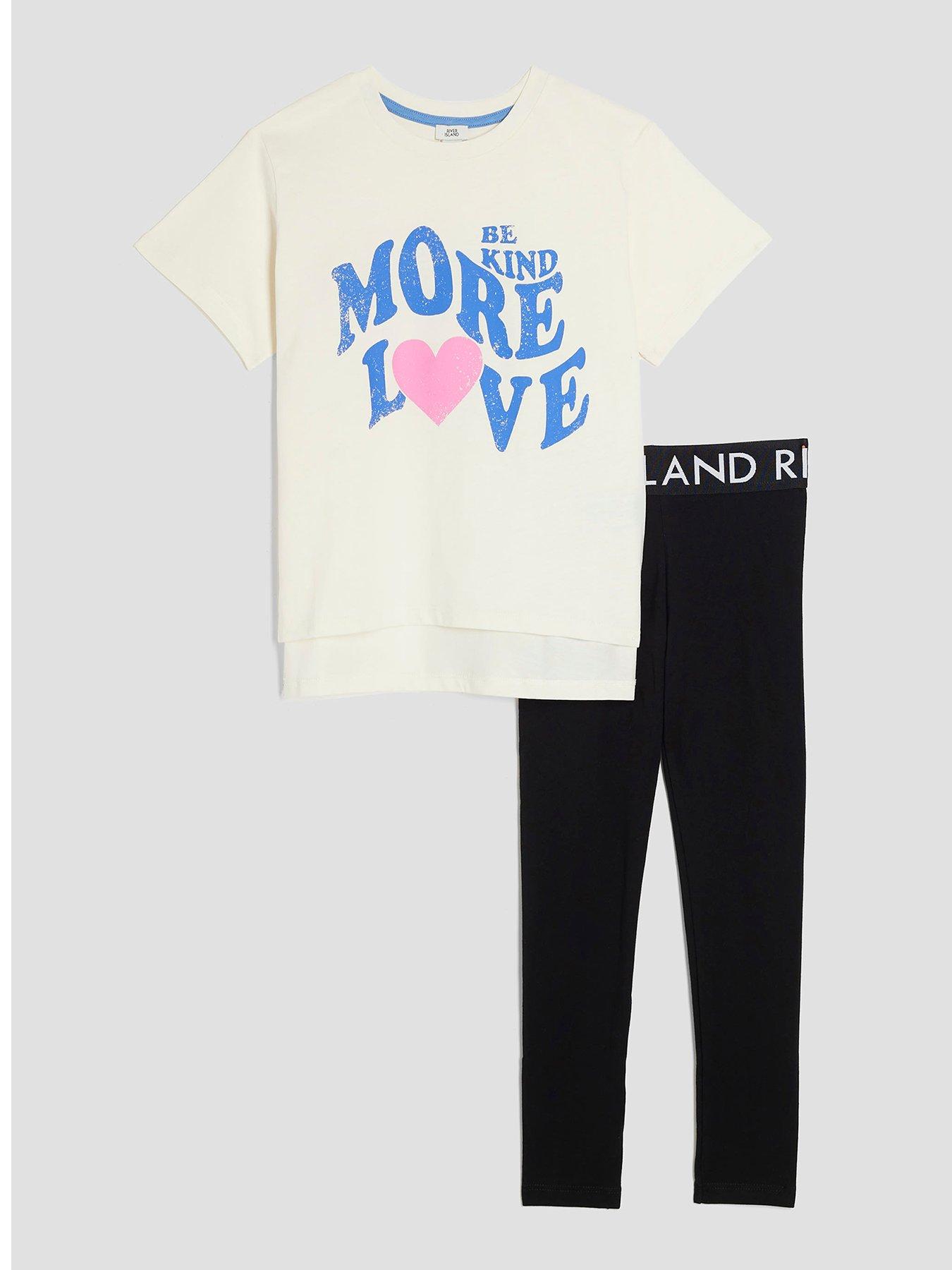 undefined Girls "More Love" Top And Legging Set - Cream