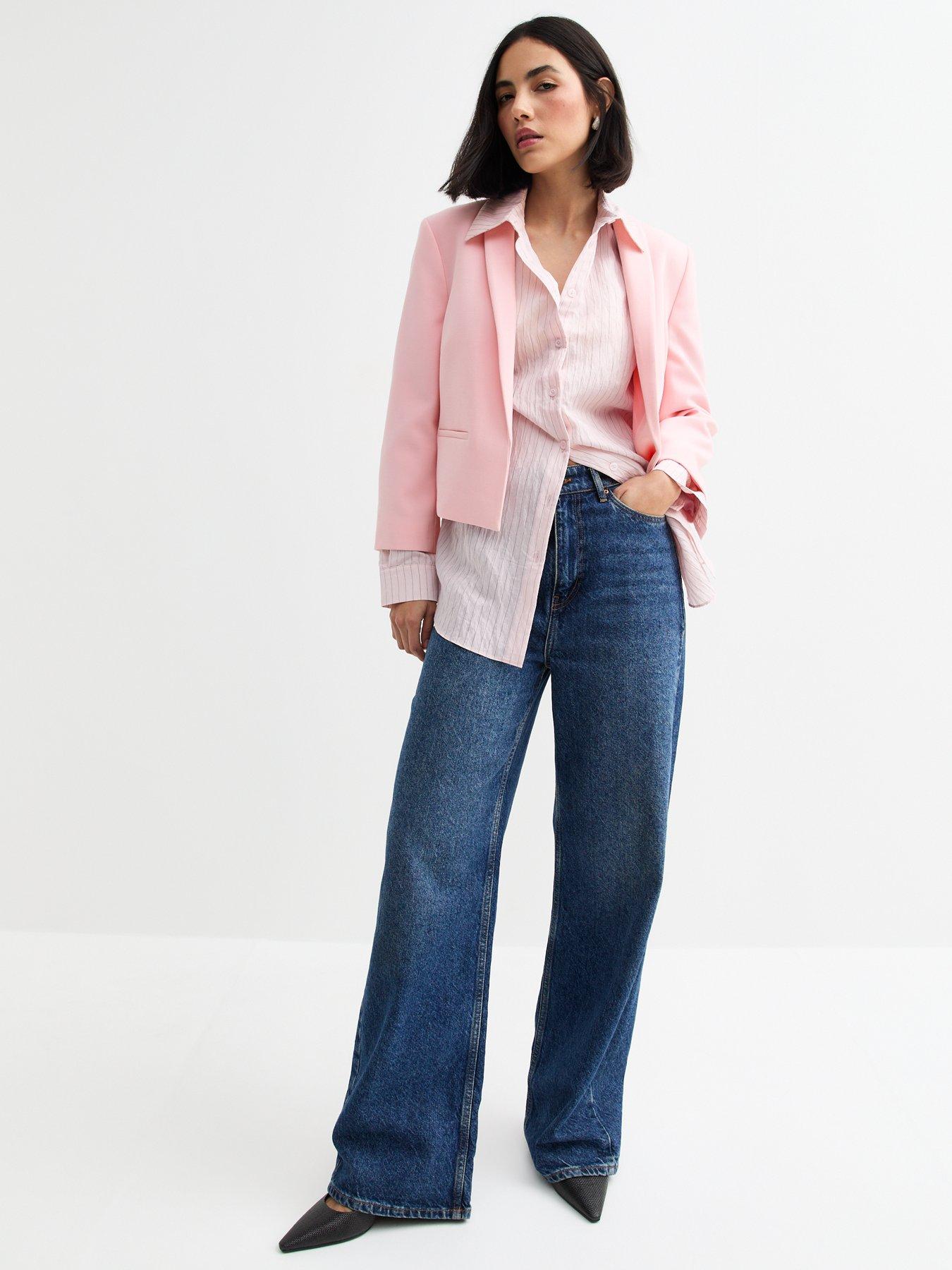  image of new-look-light-pink-cropped-blazer-jacket
