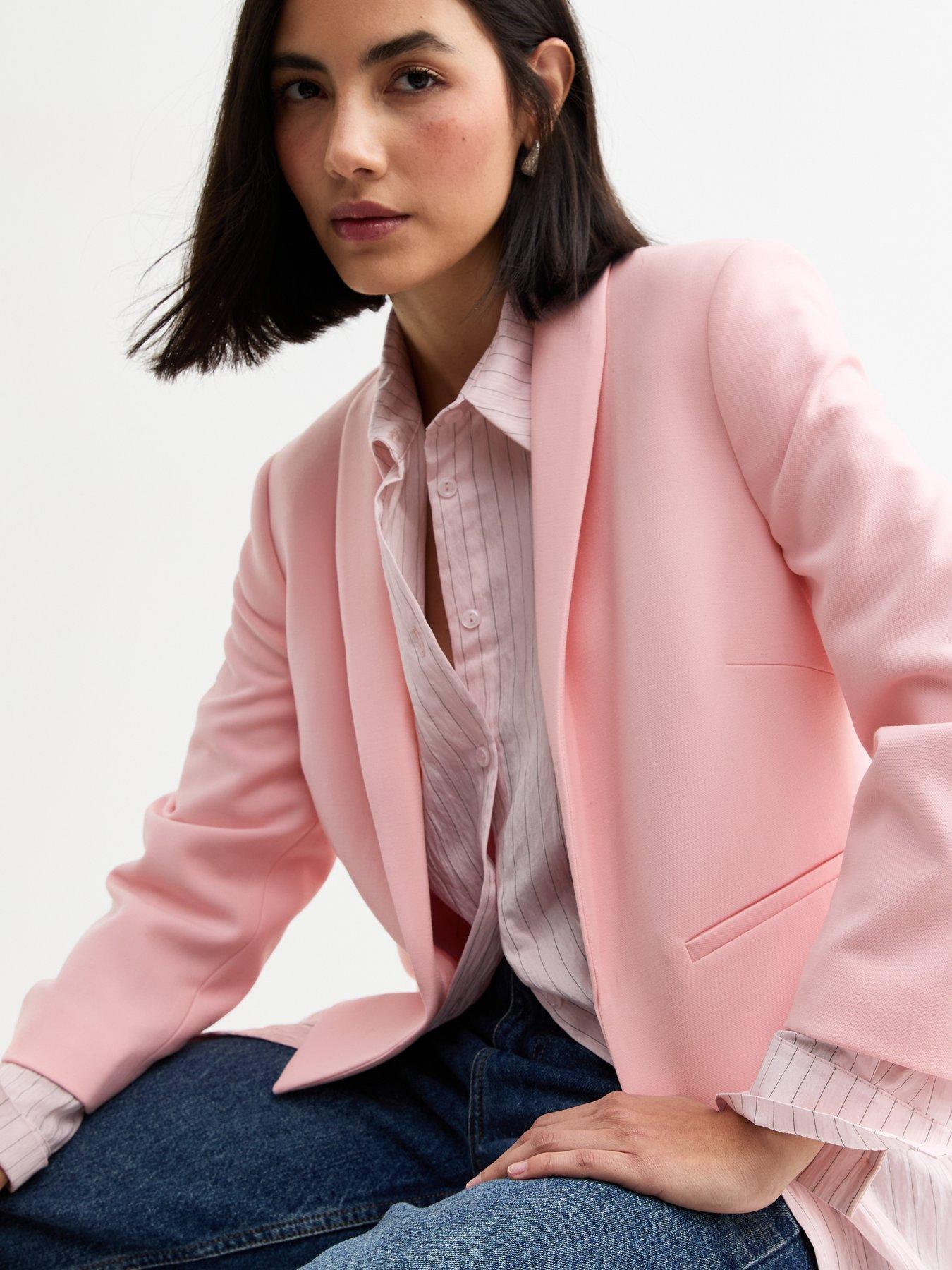  image of new-look-light-pink-cropped-blazer-jacket