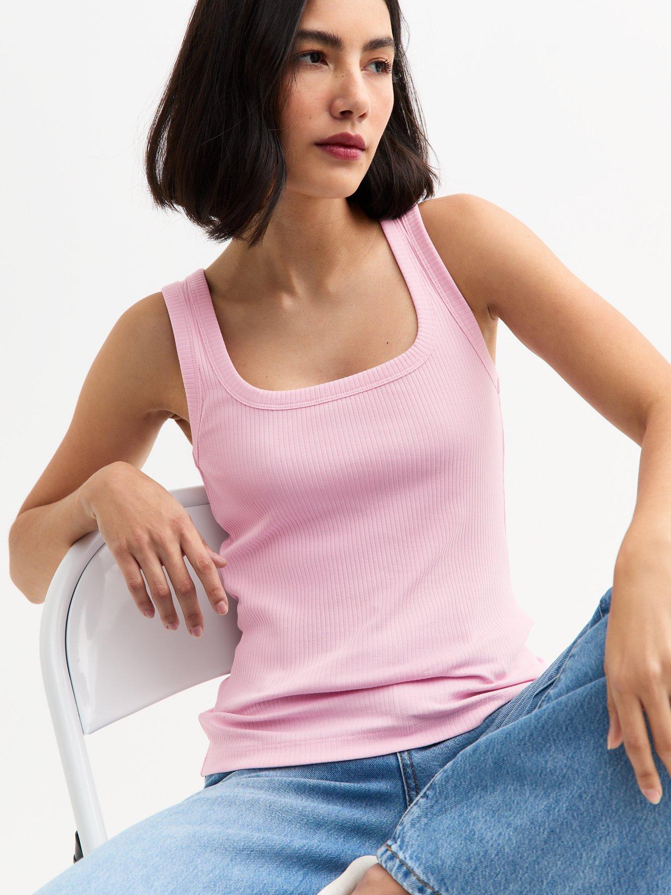 new-look-pink-ribbed-square-neck-vest-top