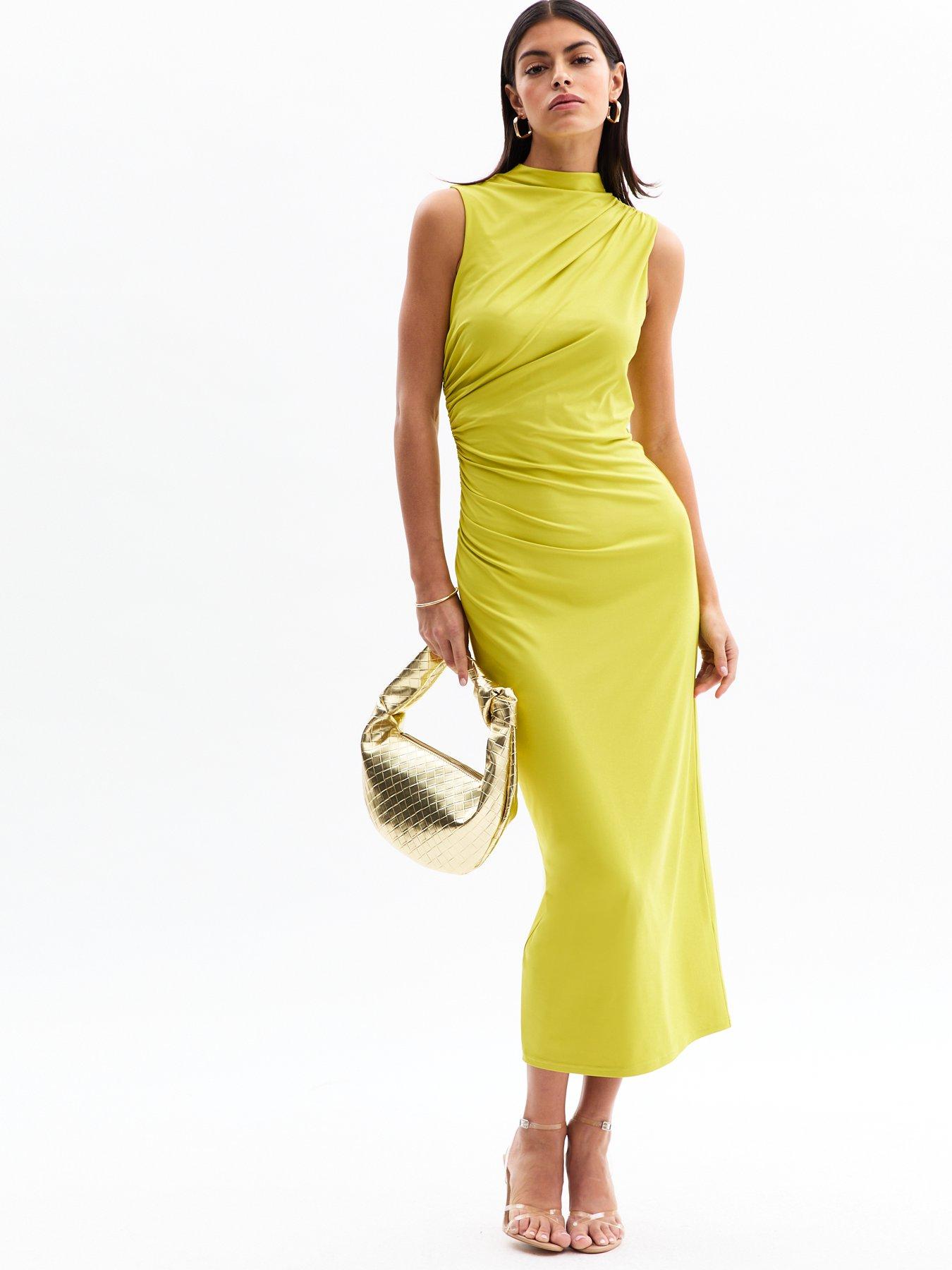 new-look-green-jersey-high-neck-ruched-midi-dress