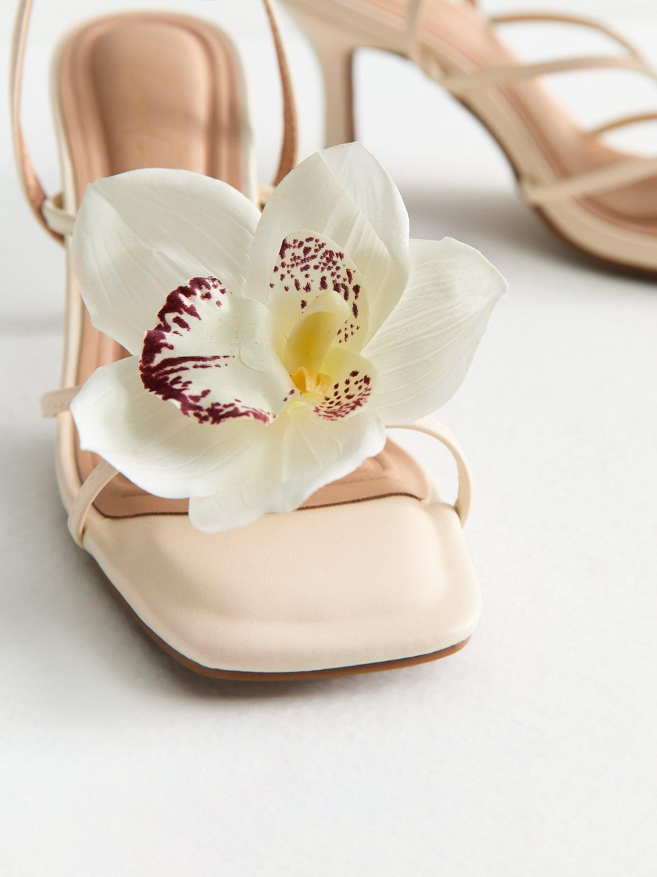  image of new-look-off-white-faux-leather-orchid-applique-sandals-cream