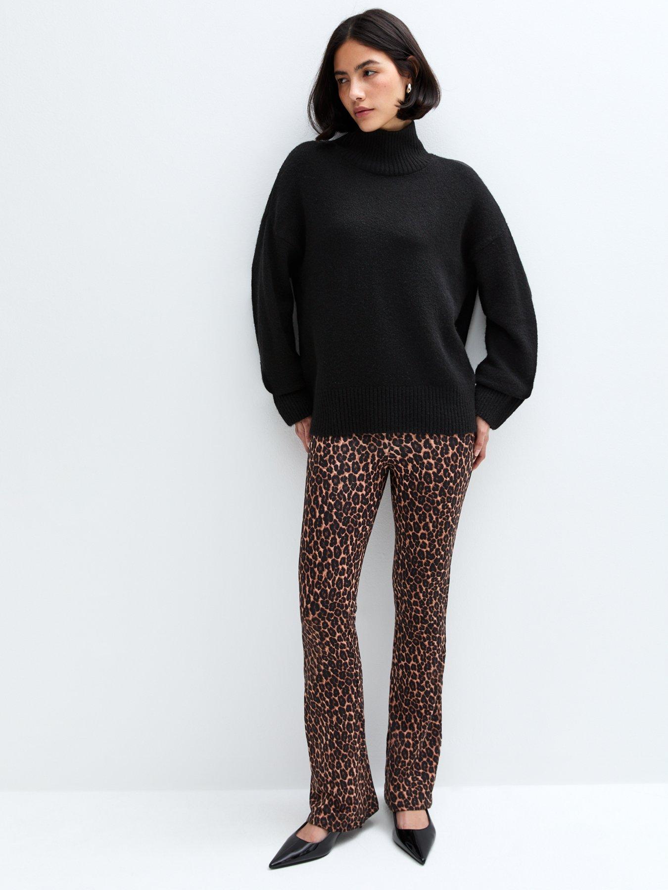 new-look-brown-leopard-print-flared-leggings