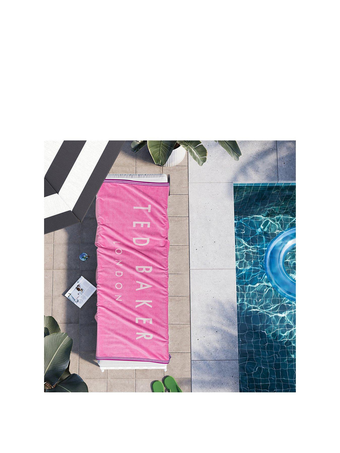 front image of ted-baker-logo-beach-towels--pink