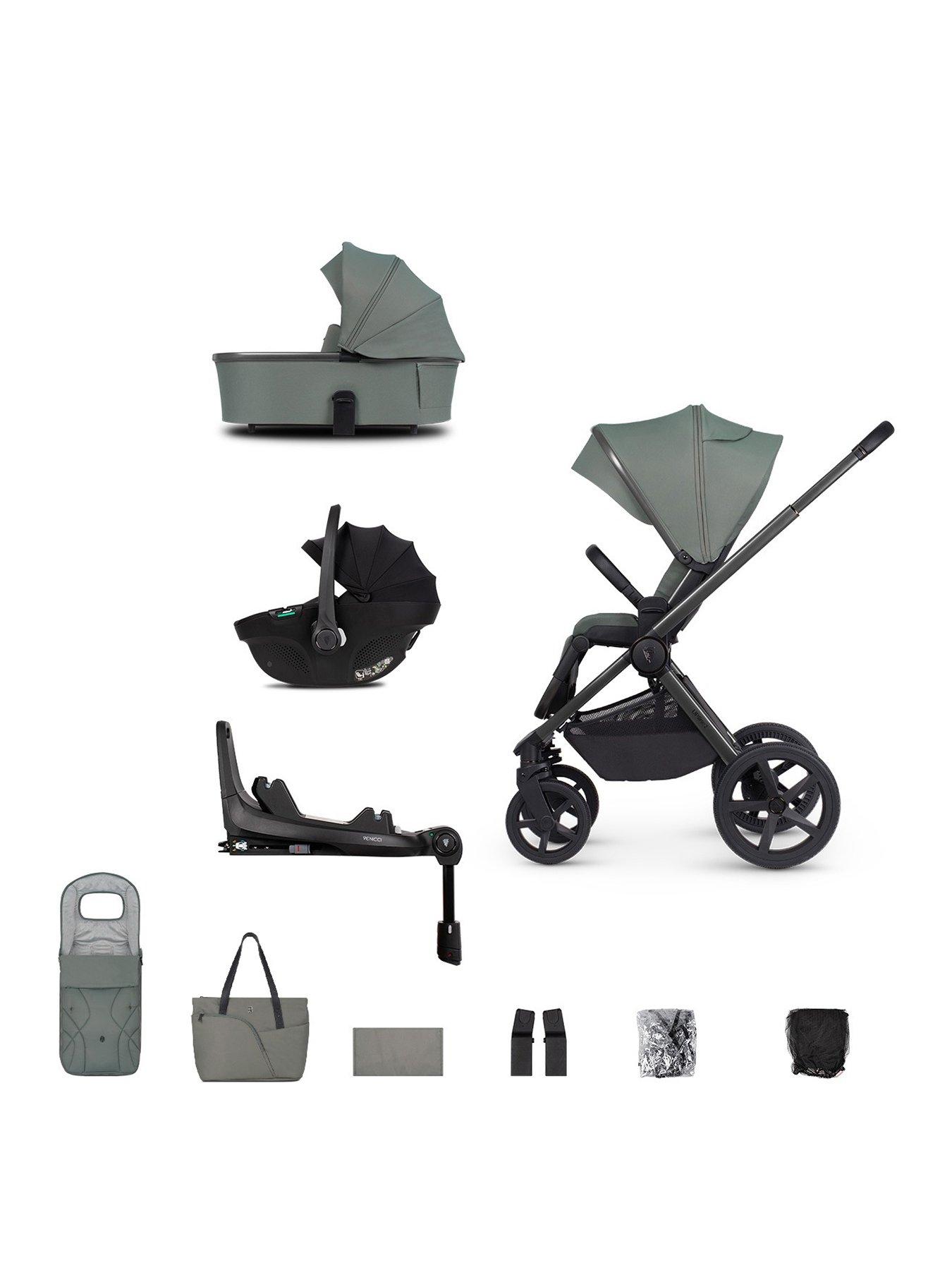 Venicci Upline 2 - 3in1 Bundle plus Tiago Black Car Seat and 360 Base - Aloe