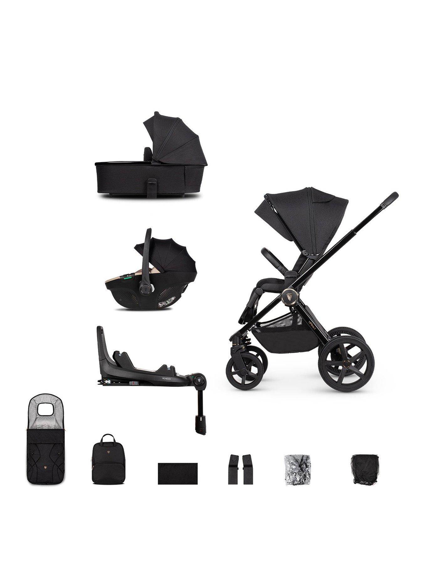 undefined Upline 2 - 3in1 Bundle plus Tiago Beige Car Seat and 360 Base - All Black