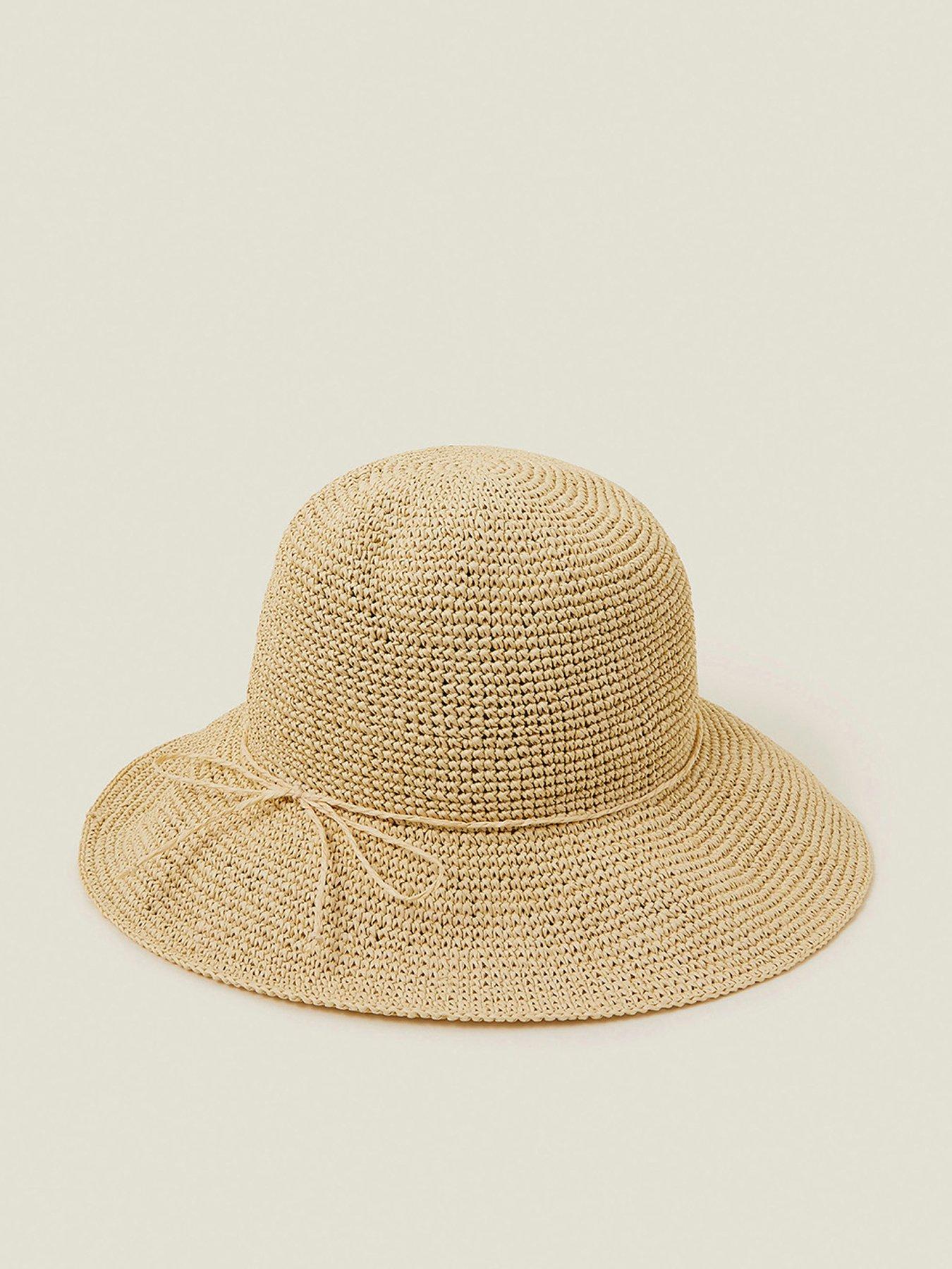 Accessorize Straw Bucket Hat - Natural