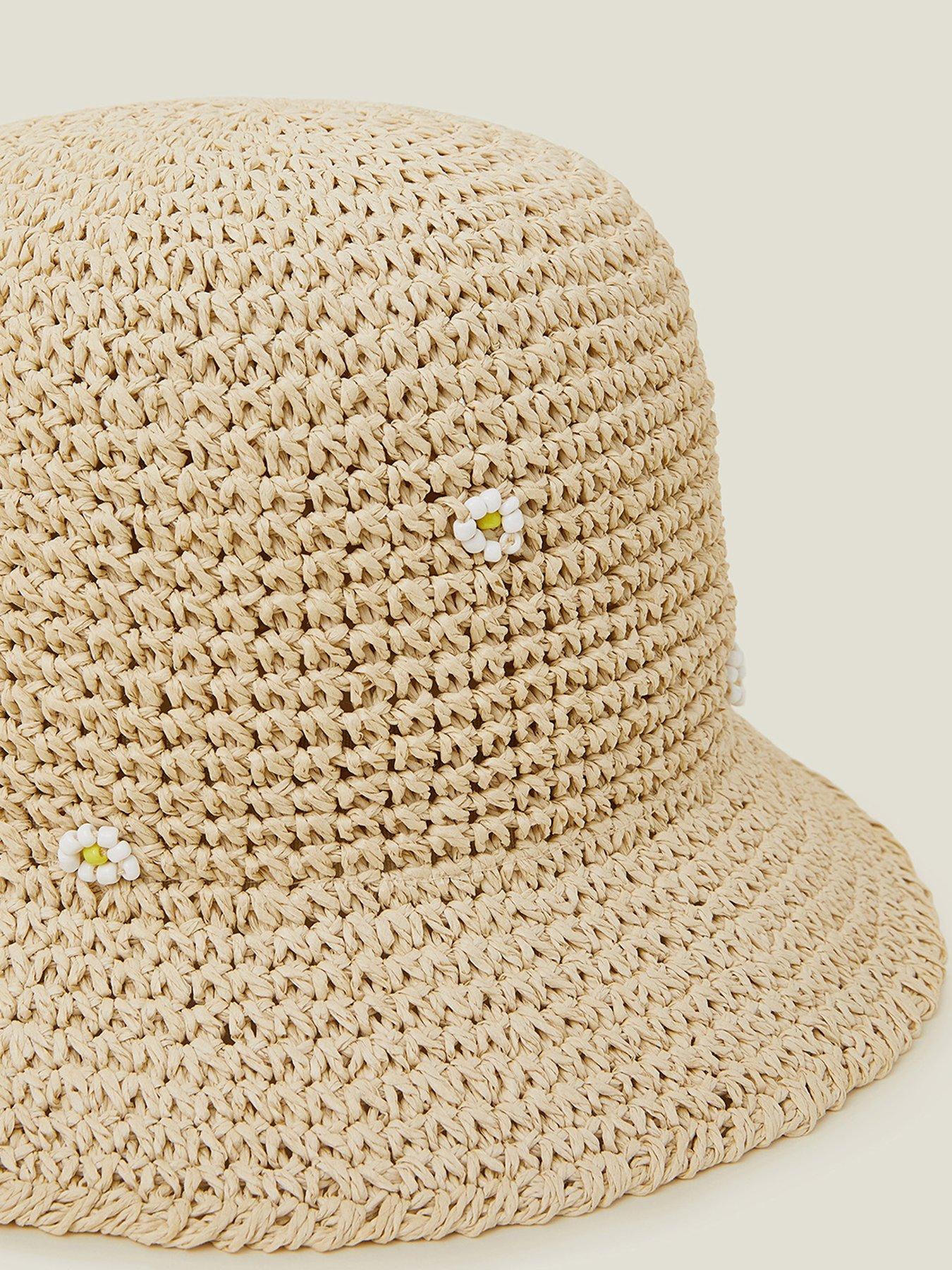  image of accessorize-daisy-embellished-bucket-hat-natural