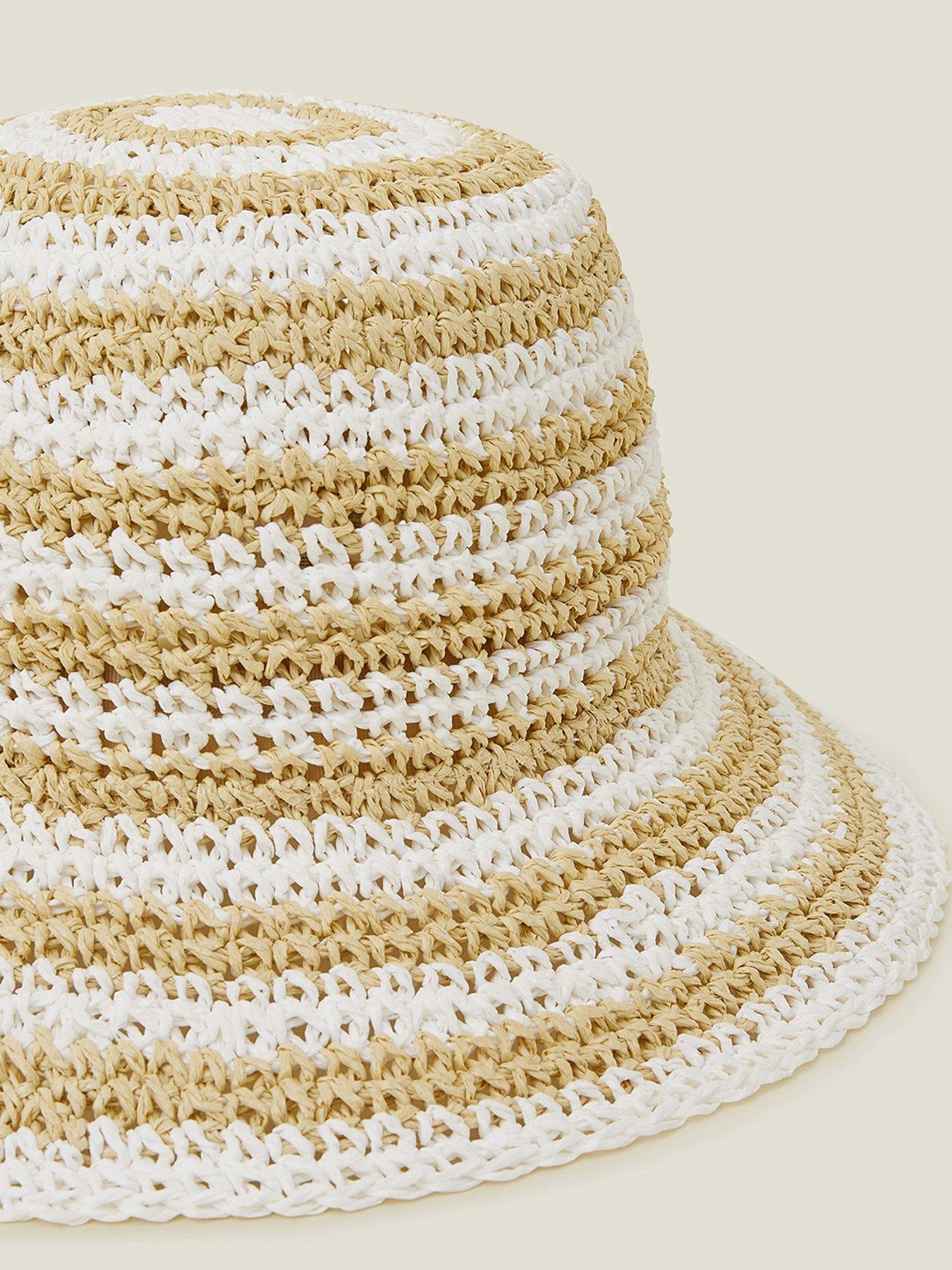  image of accessorize-white-stripe-bucket-hat-natural