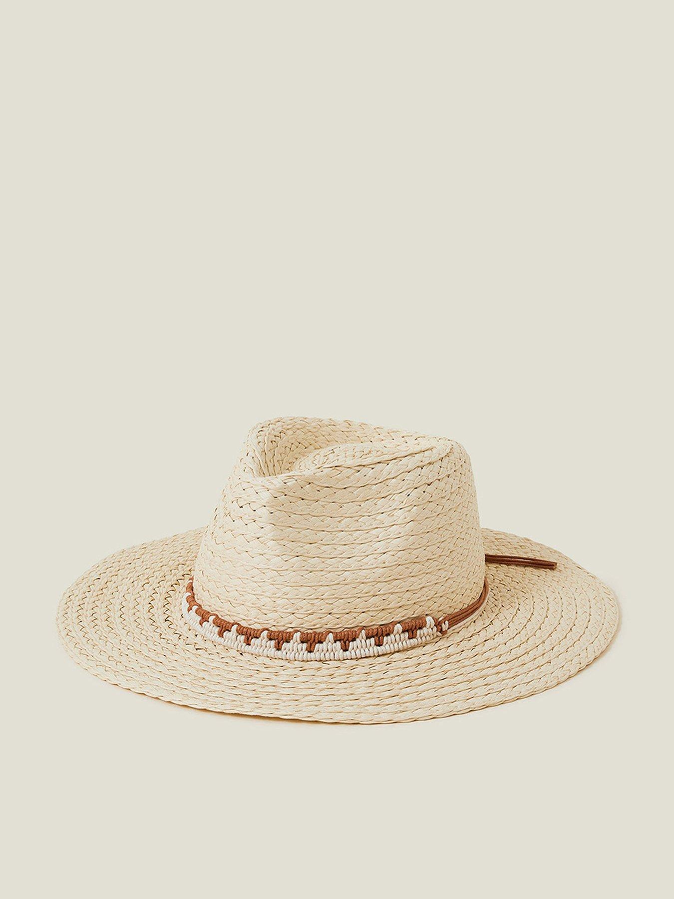  image of accessorize-western-straw-fedora-hat-natural