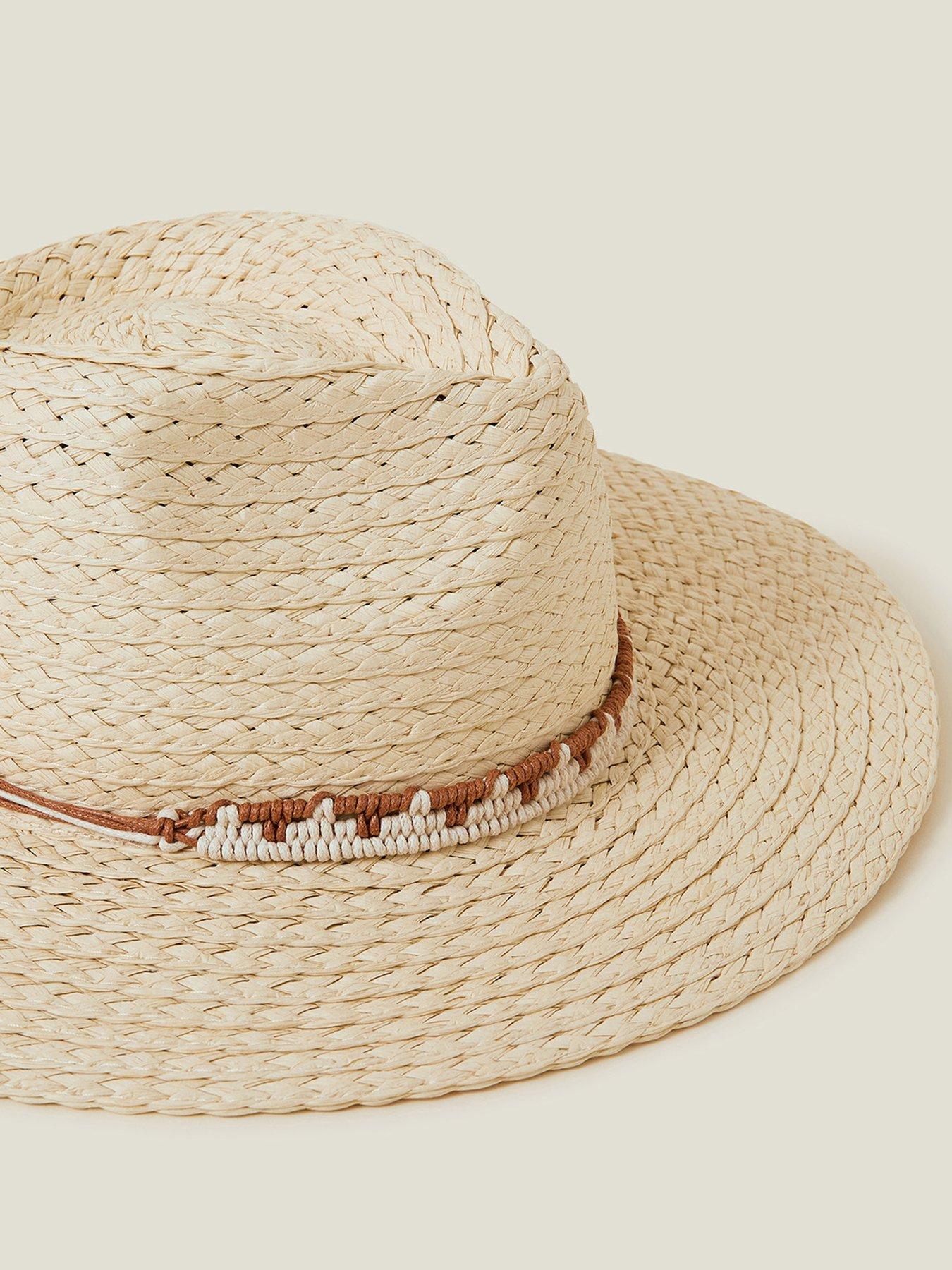  image of accessorize-western-straw-fedora-hat-natural