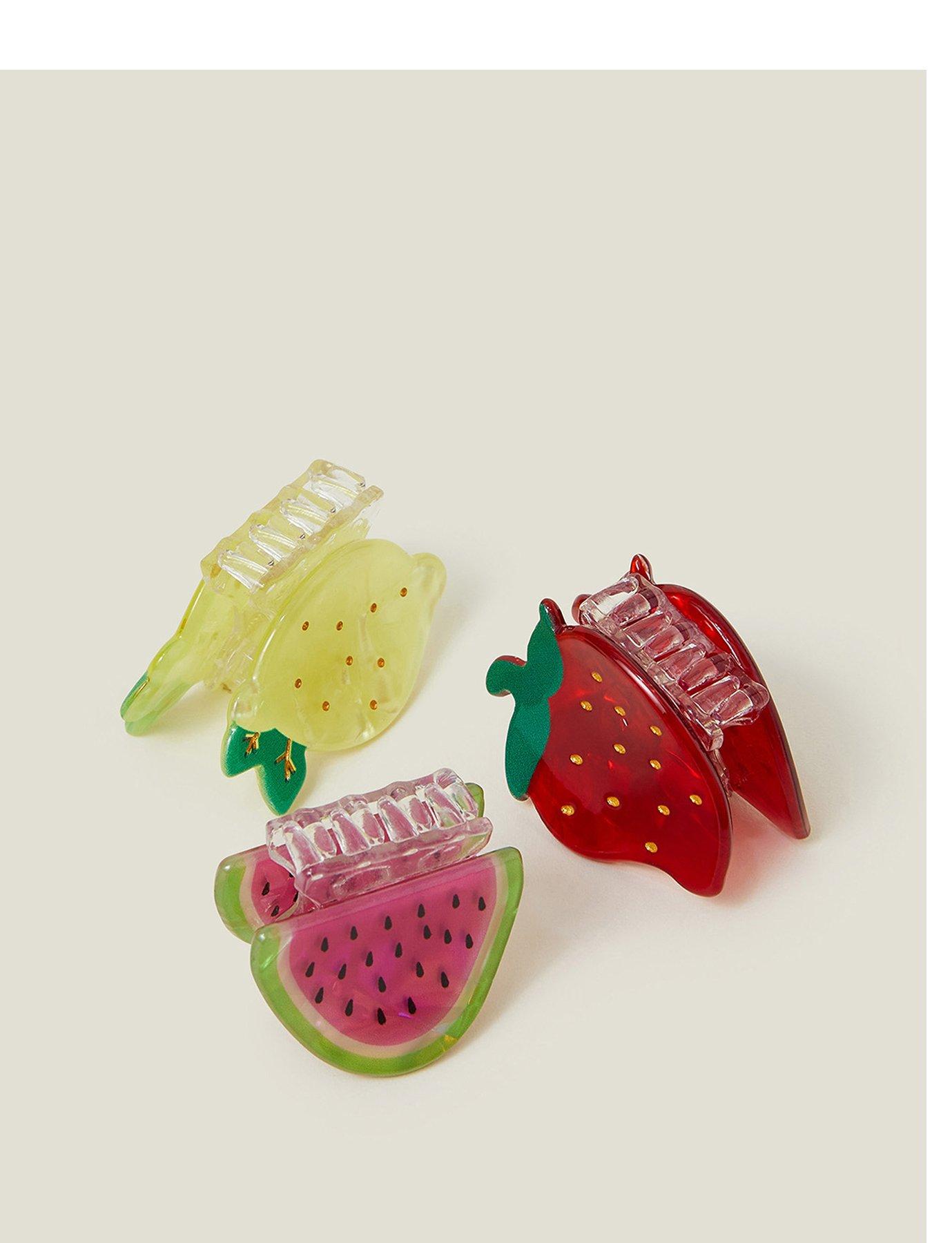 Image 1 of 3 of Accessorize 3 X Mini Fruit Claw Clips - Brights Multi