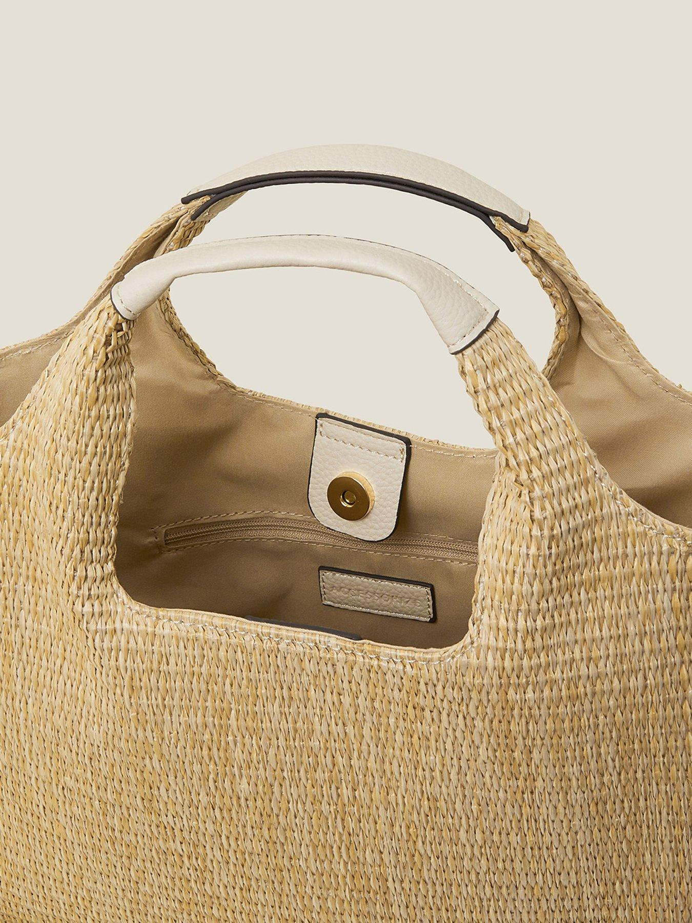  image of accessorize-woven-handheld-bag-cream