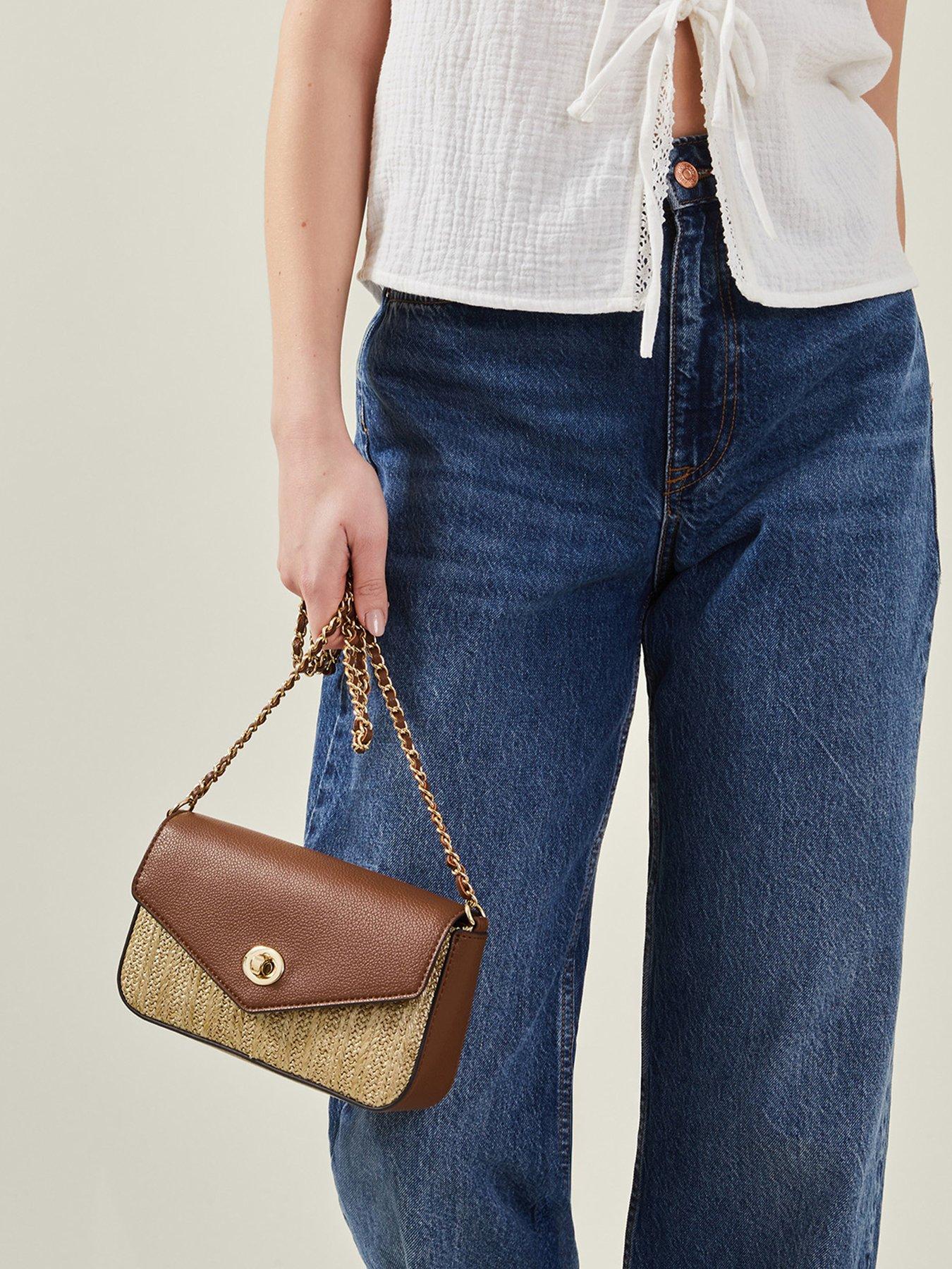  image of accessorize-metallic-raffia-x-body-bag-gold