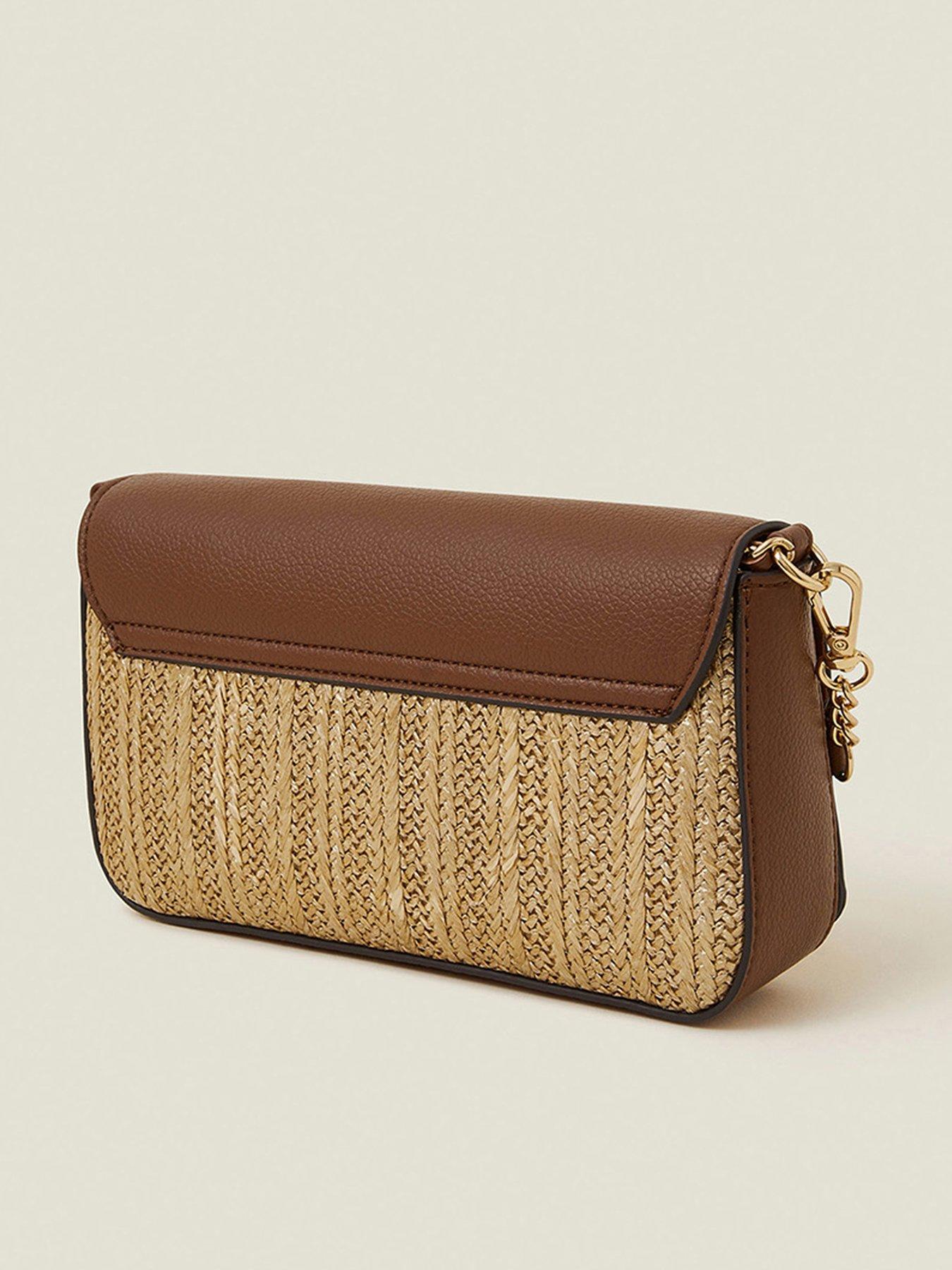  image of accessorize-metallic-raffia-x-body-bag-gold