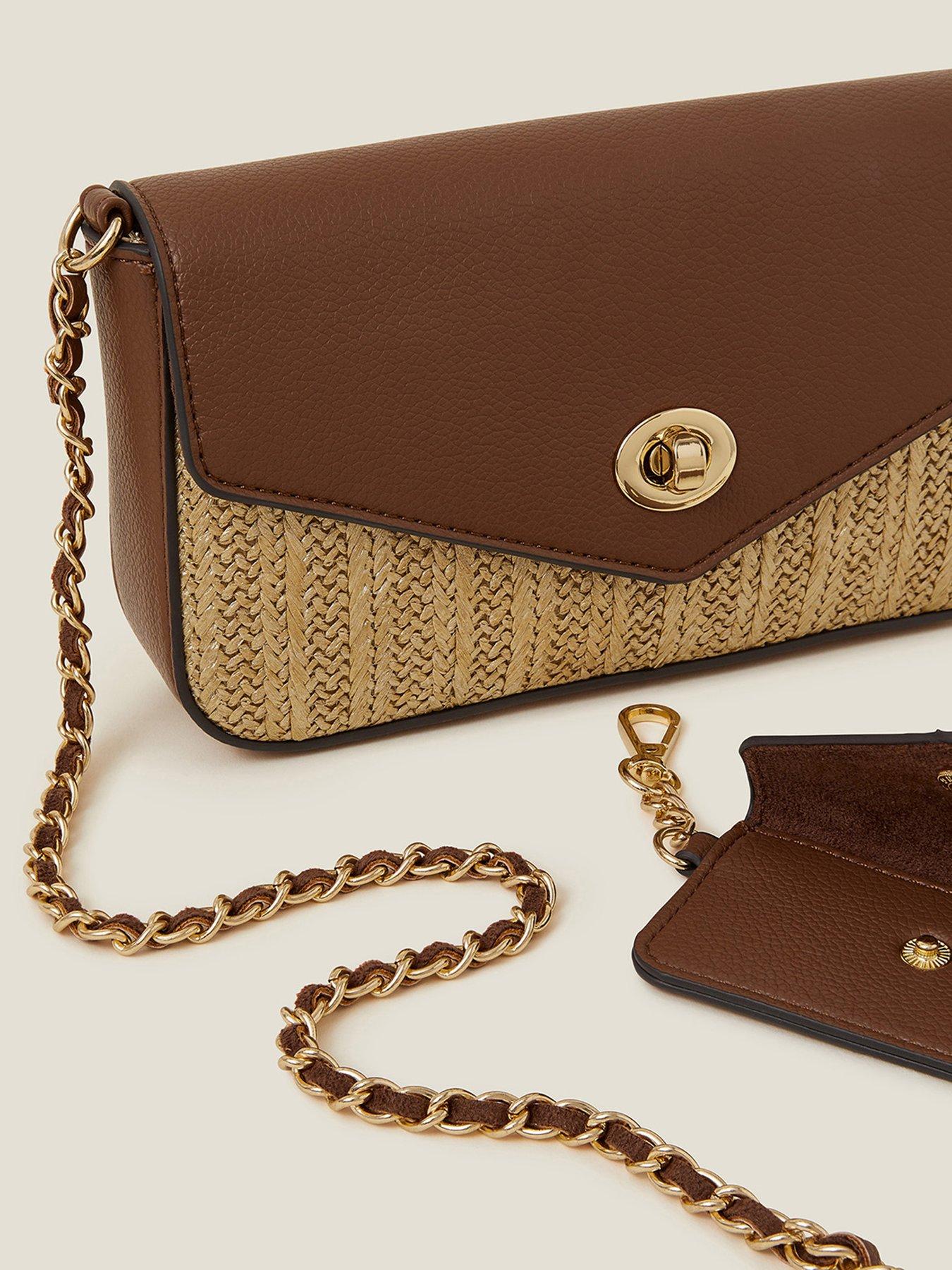  image of accessorize-metallic-raffia-x-body-bag-gold