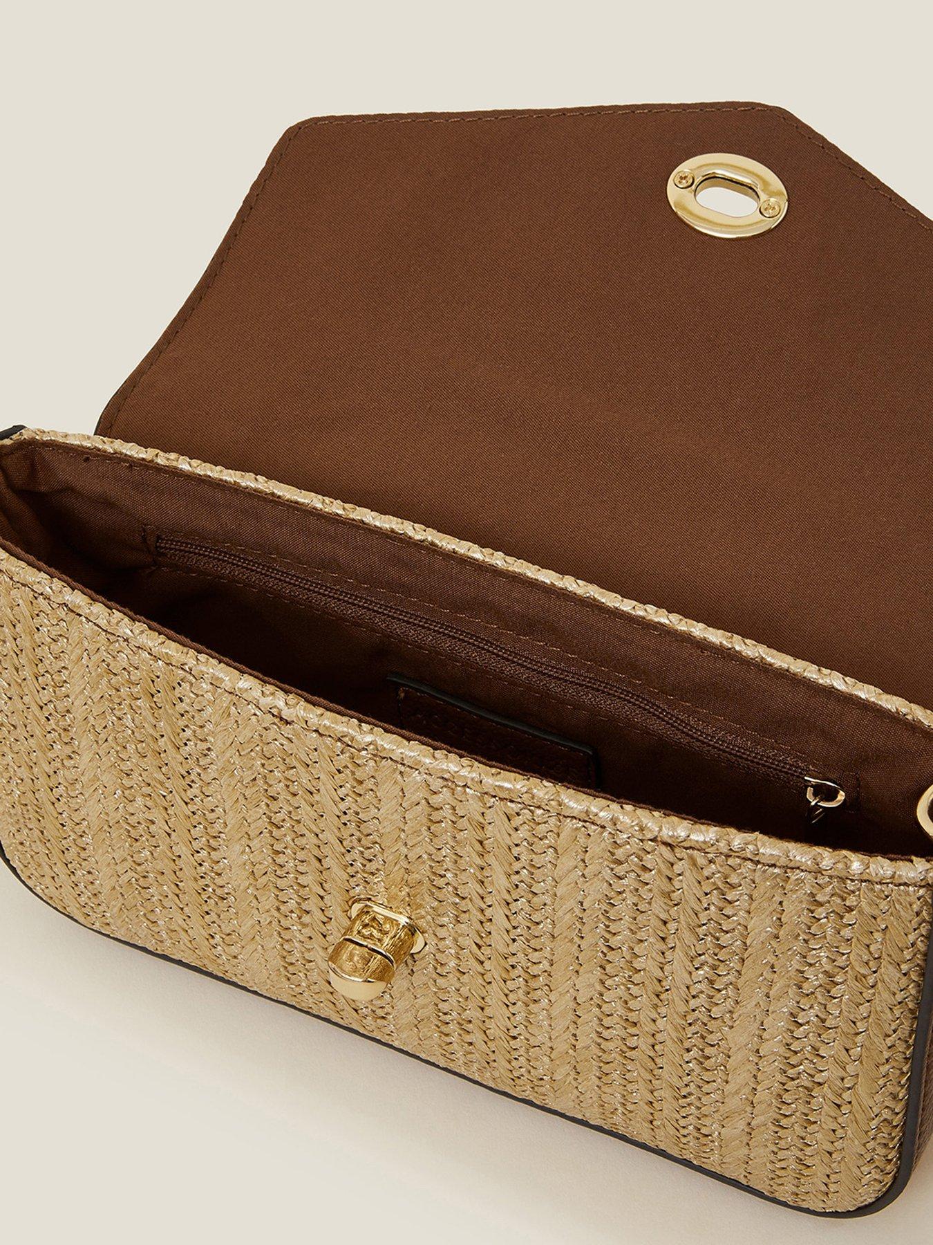  image of accessorize-metallic-raffia-x-body-bag-gold