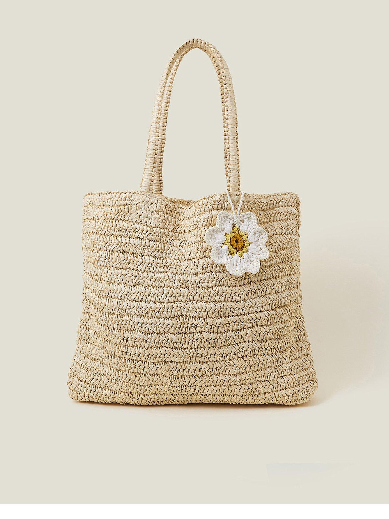  image of accessorize-raffia-daisy-shopper-natural