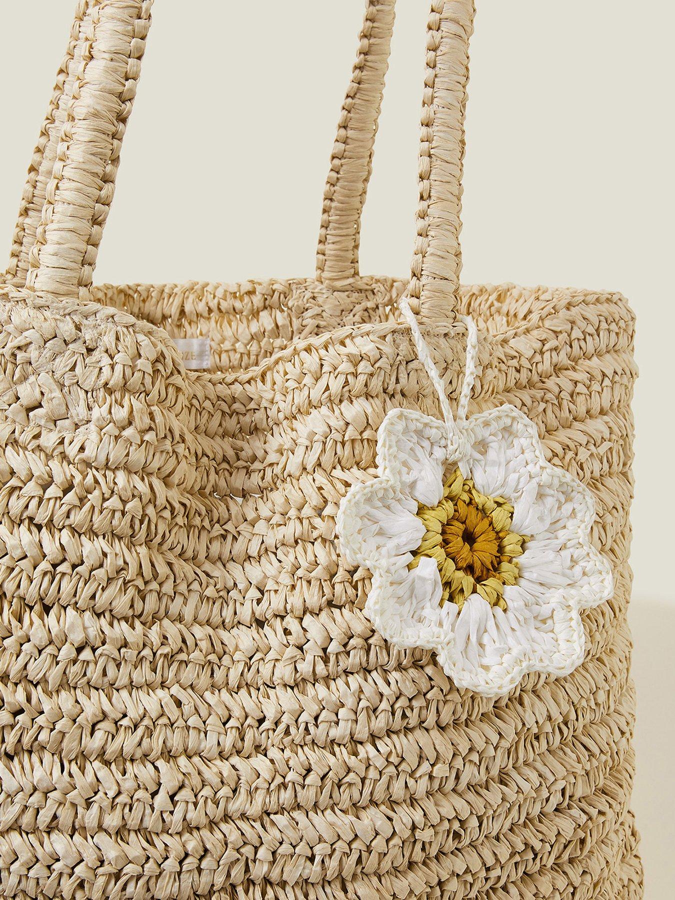  image of accessorize-raffia-daisy-shopper-natural