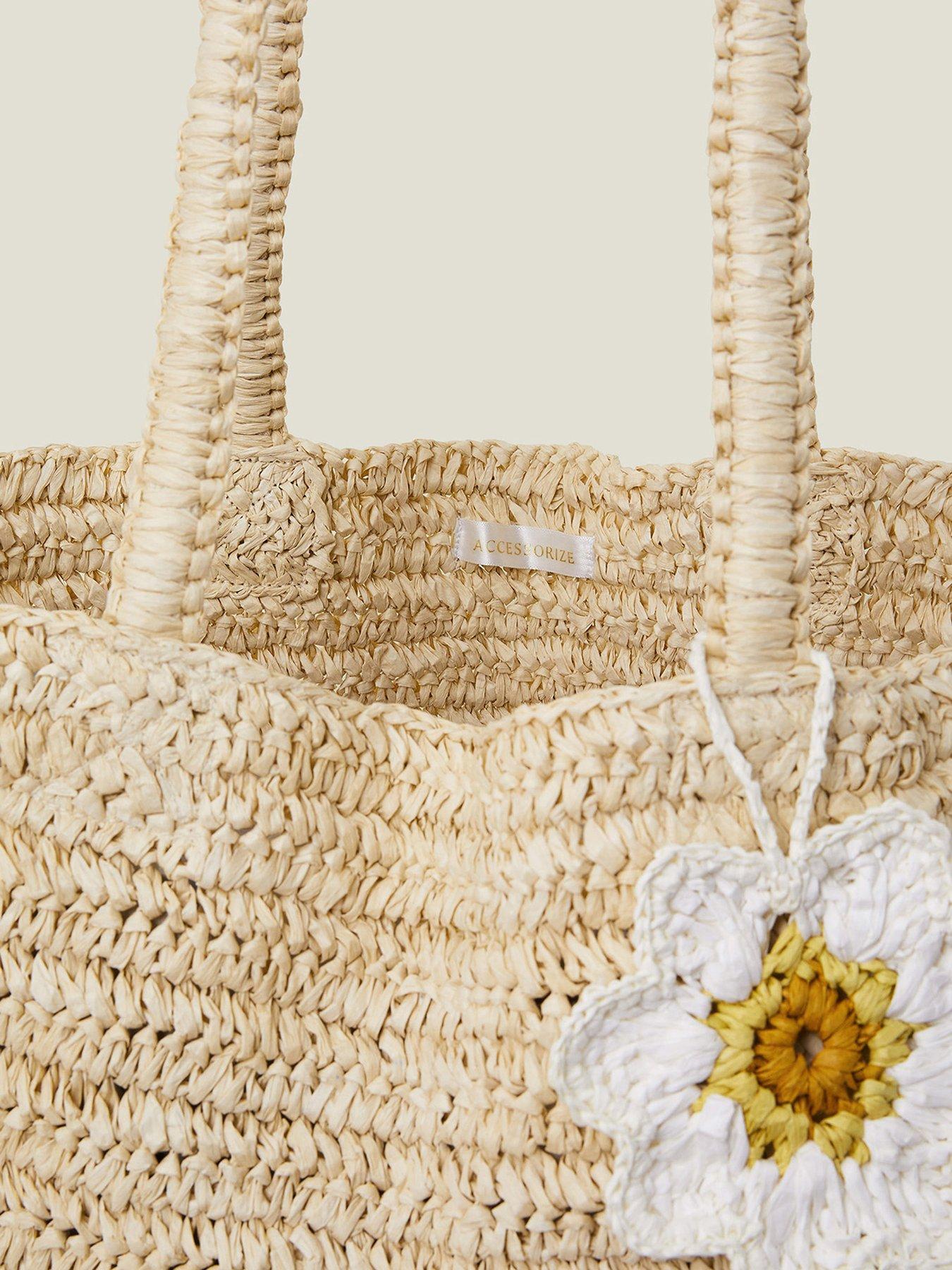  image of accessorize-raffia-daisy-shopper-natural
