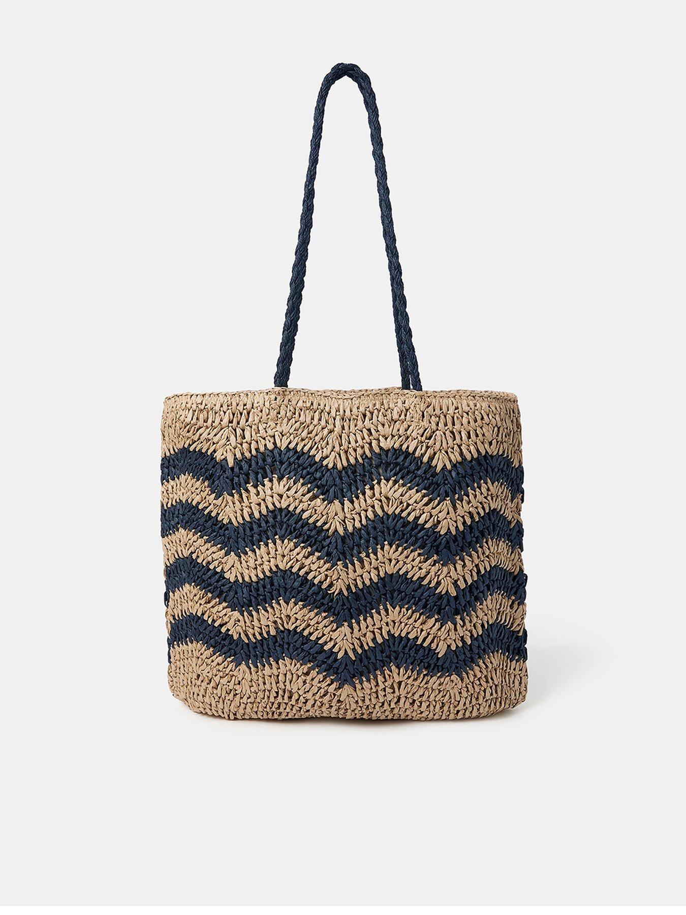  image of accessorize-chevron-slouch-raffia-shoulder-bag-natural