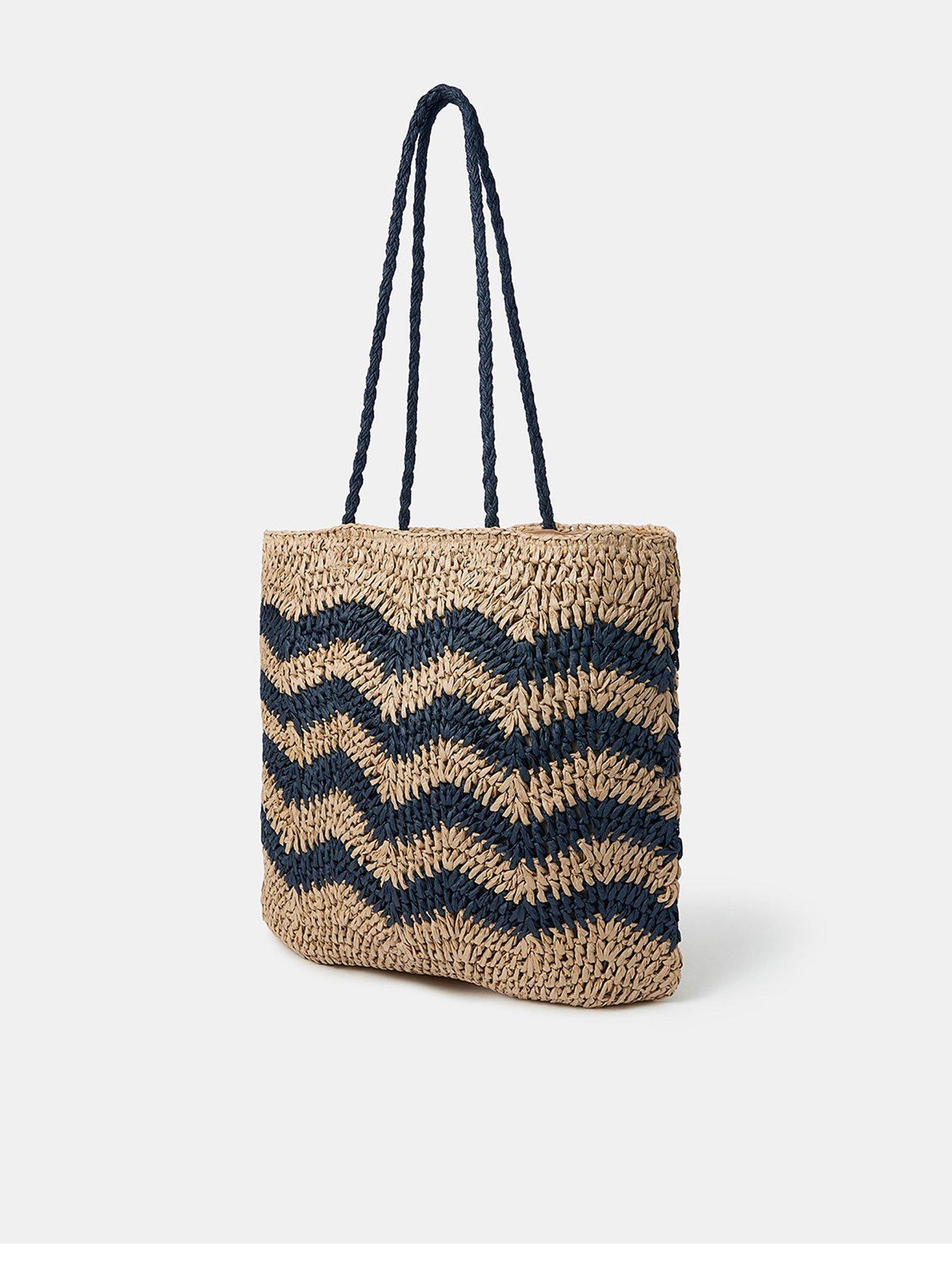  image of accessorize-chevron-slouch-raffia-shoulder-bag-natural