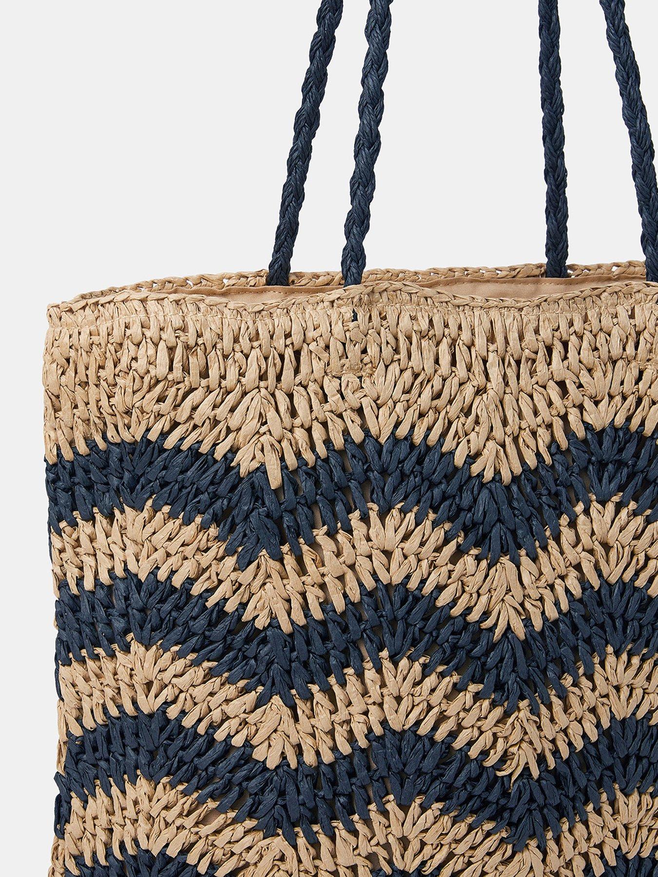  image of accessorize-chevron-slouch-raffia-shoulder-bag-natural