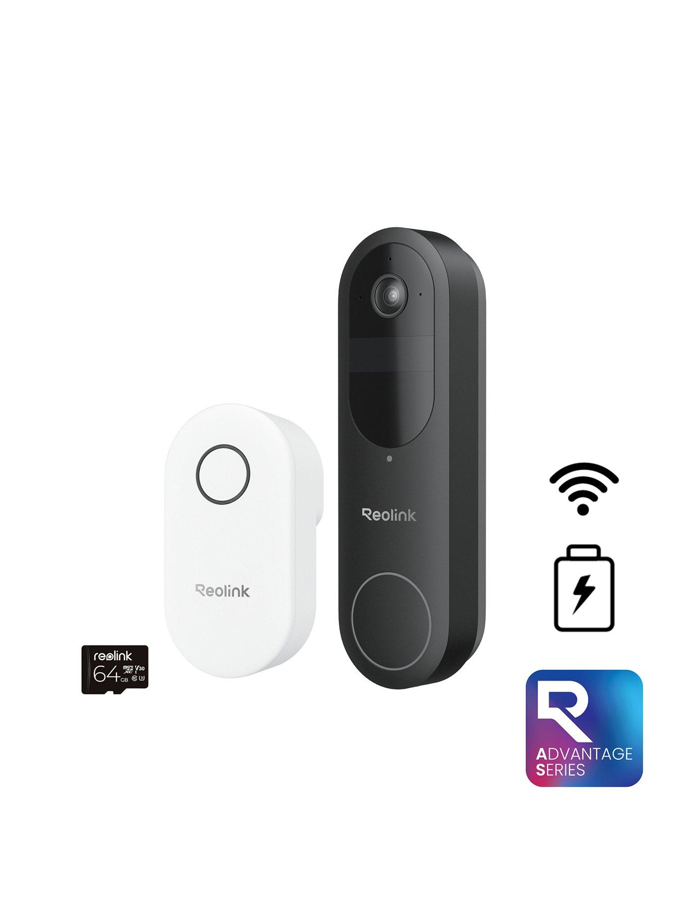 Reolink 2K 4MP Battery Doorbell, Smart Detection  &  Chime Included, 2.4/5GHz WiFi, Night Vision, 2-Way Talk D340B with Chime + 64GB SD Card