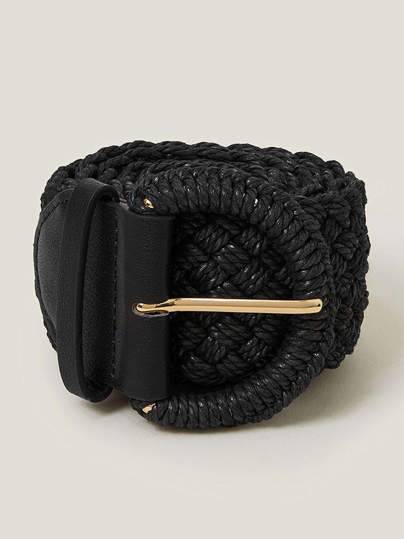 Image 1 of 3 of Accessorize Woven Buckle Belt - Black