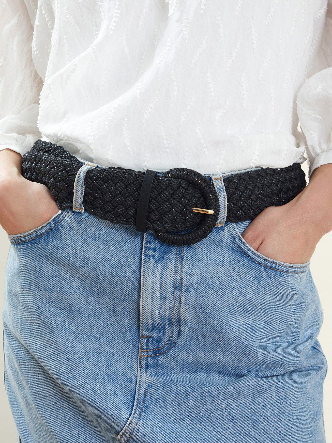 Image 2 of 3 of Accessorize Woven Buckle Belt - Black