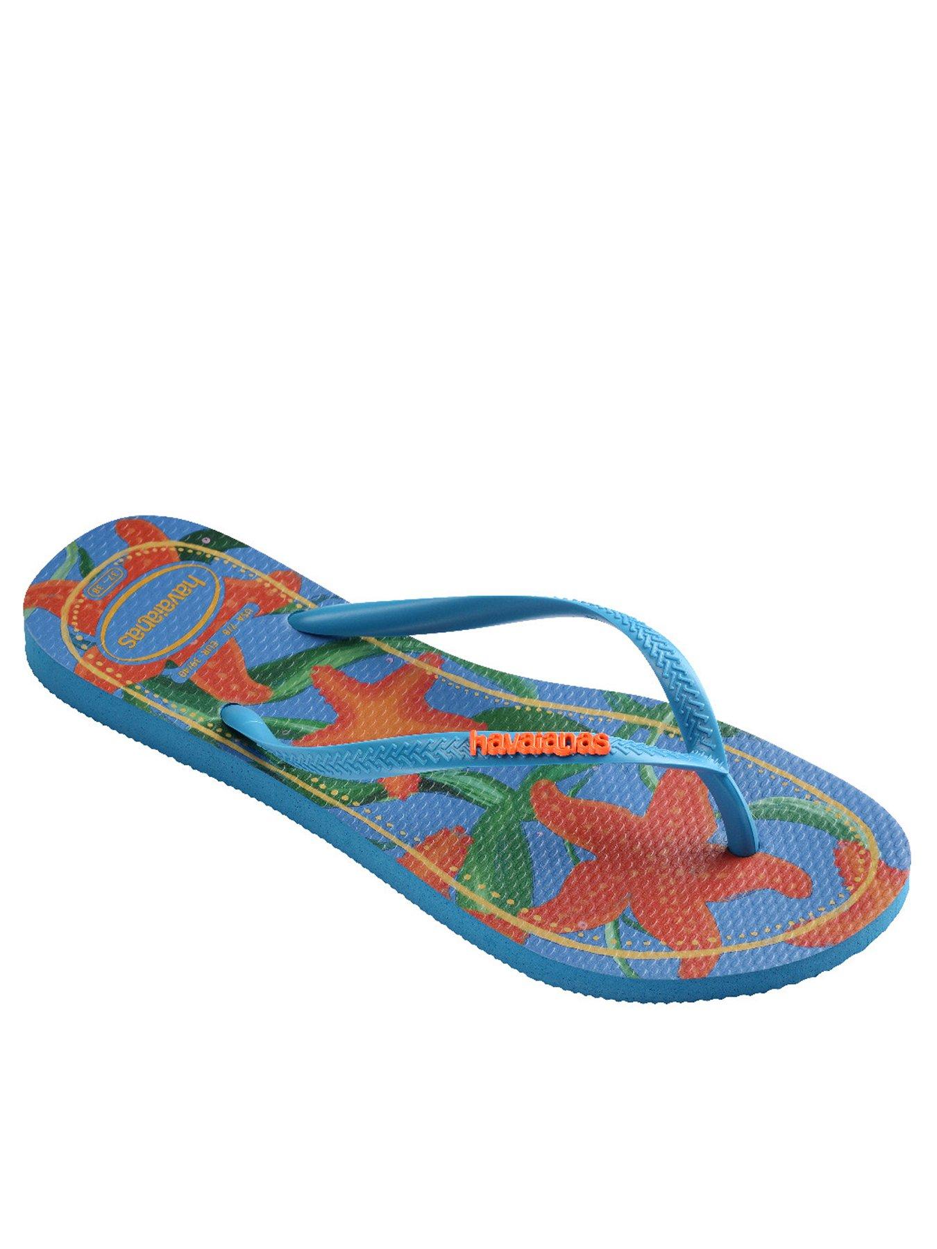 undefined Slim Tropical Flip Flop - Turquoise