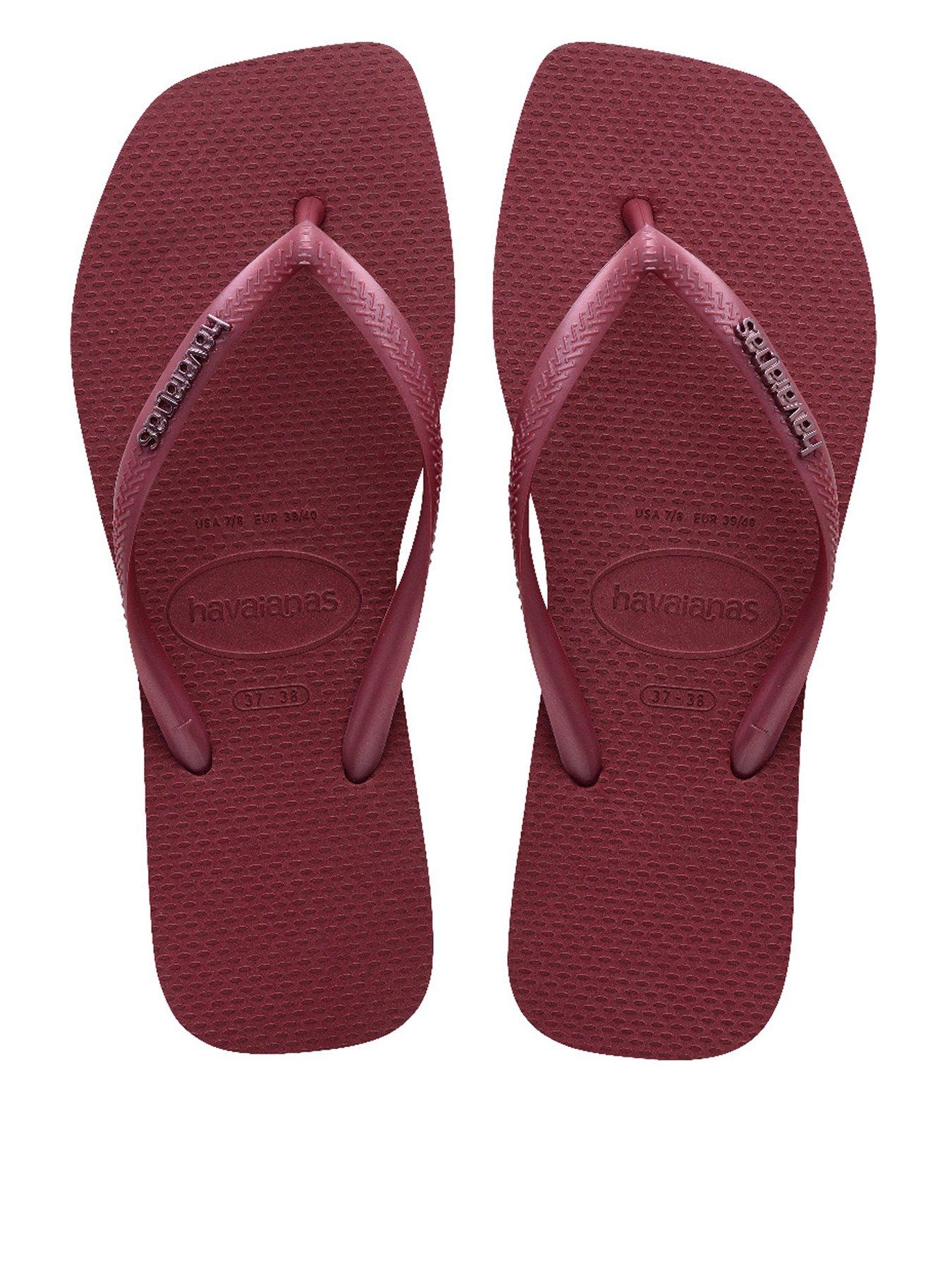 Havaianas Square Logo Metallic Flip Flop Burgundy Littlewoods