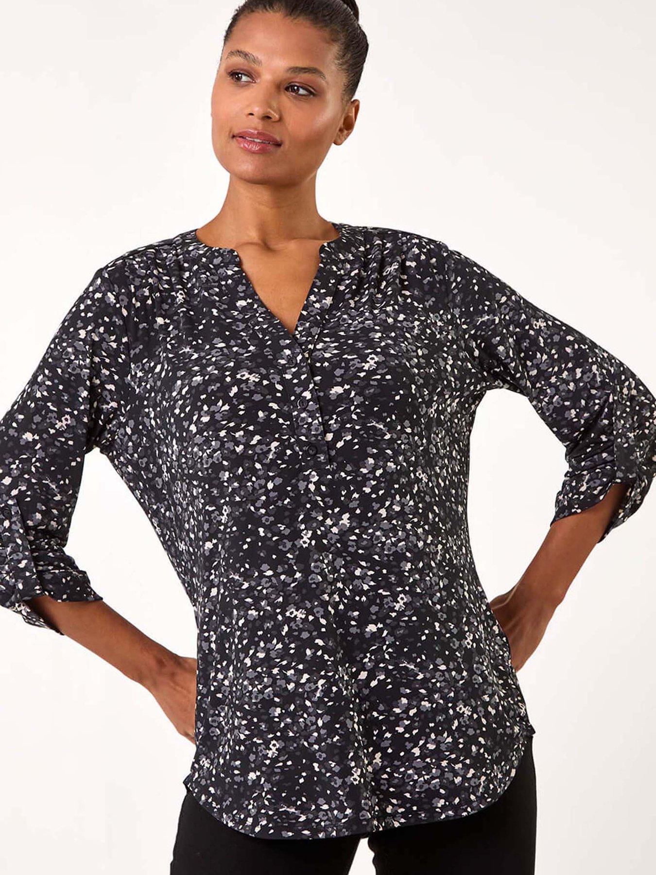 roman-speckled-print-stretch-shirt-grey