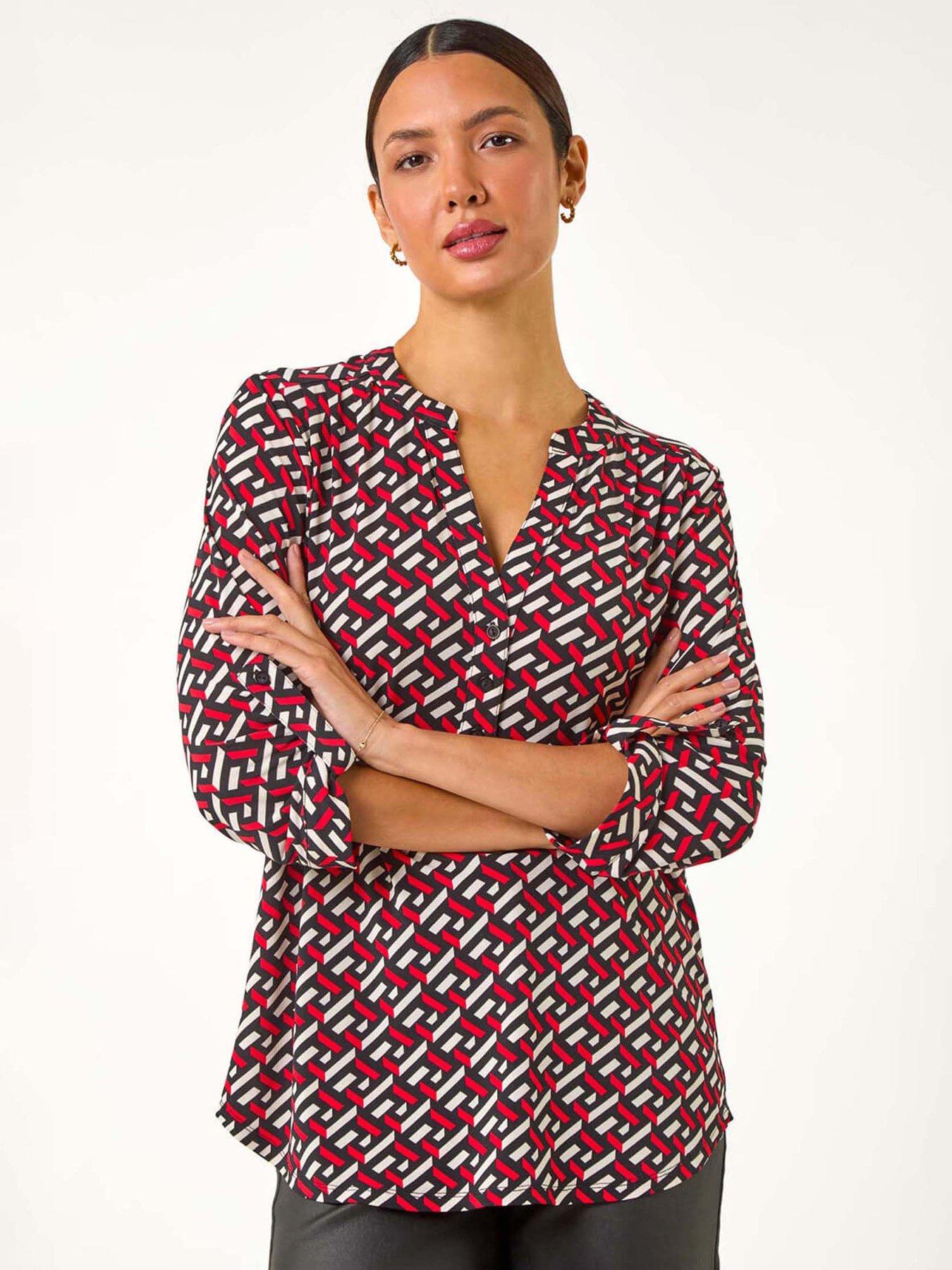 roman-geometric-print-shirt-red