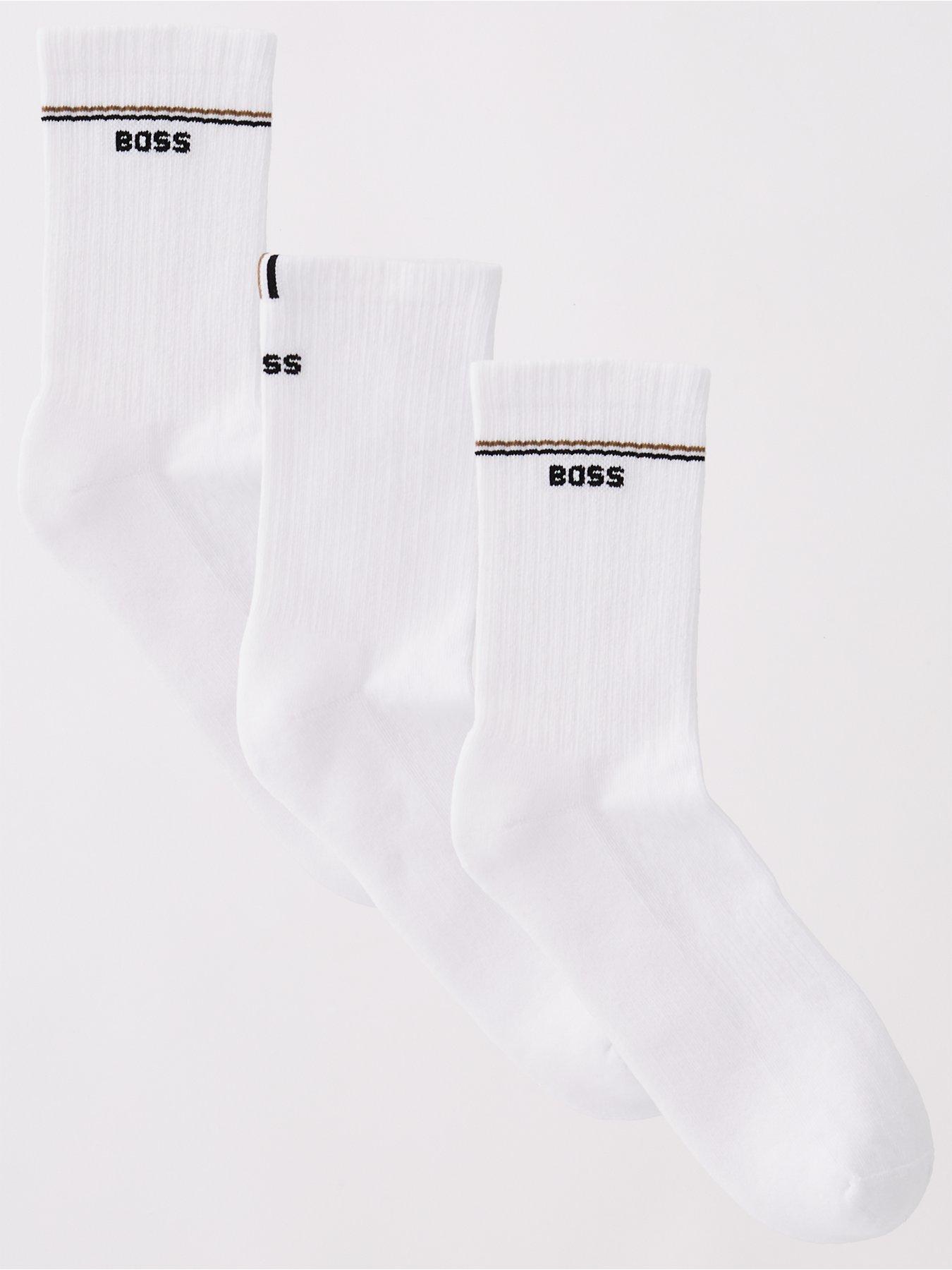 undefined 3 Pack Logo Socks - White