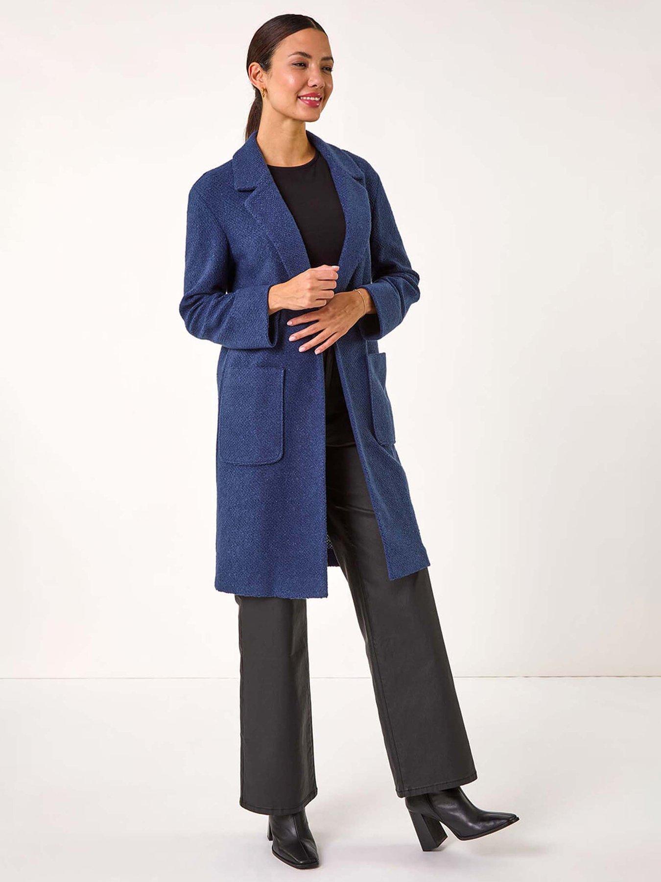  image of roman-single-breasted-longline-coatigan-navy