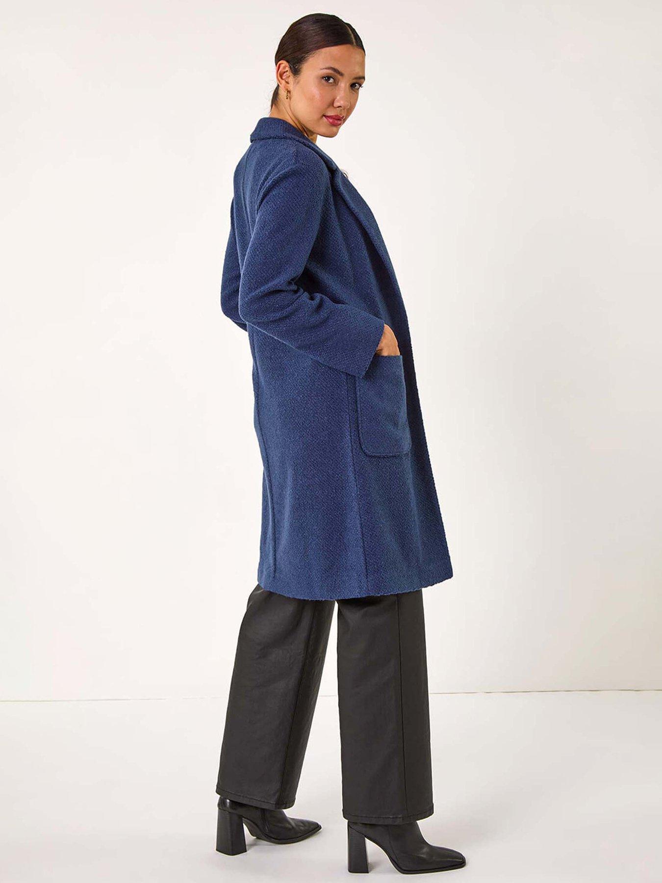  image of roman-single-breasted-longline-coatigan-navy