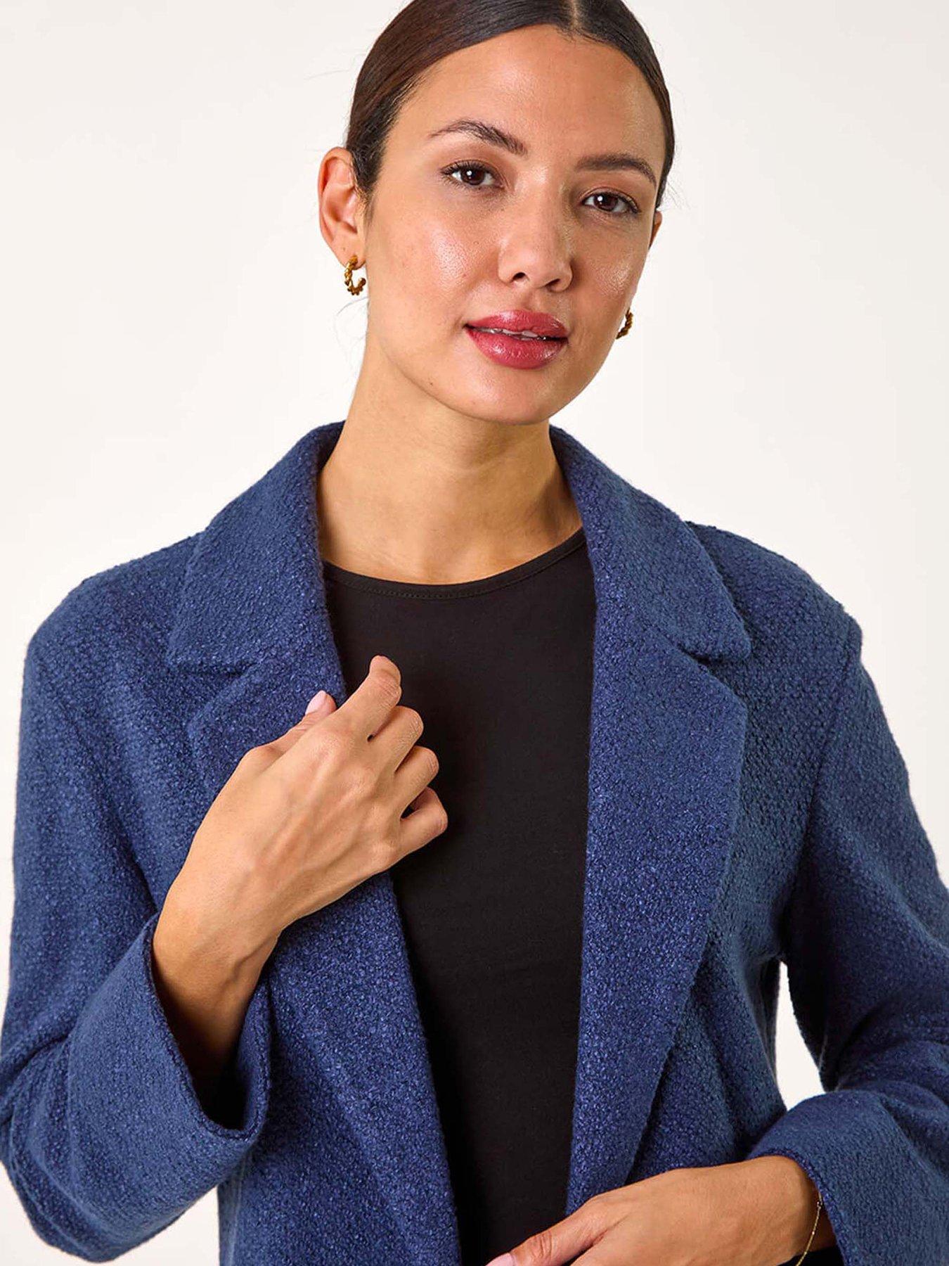  image of roman-single-breasted-longline-coatigan-navy