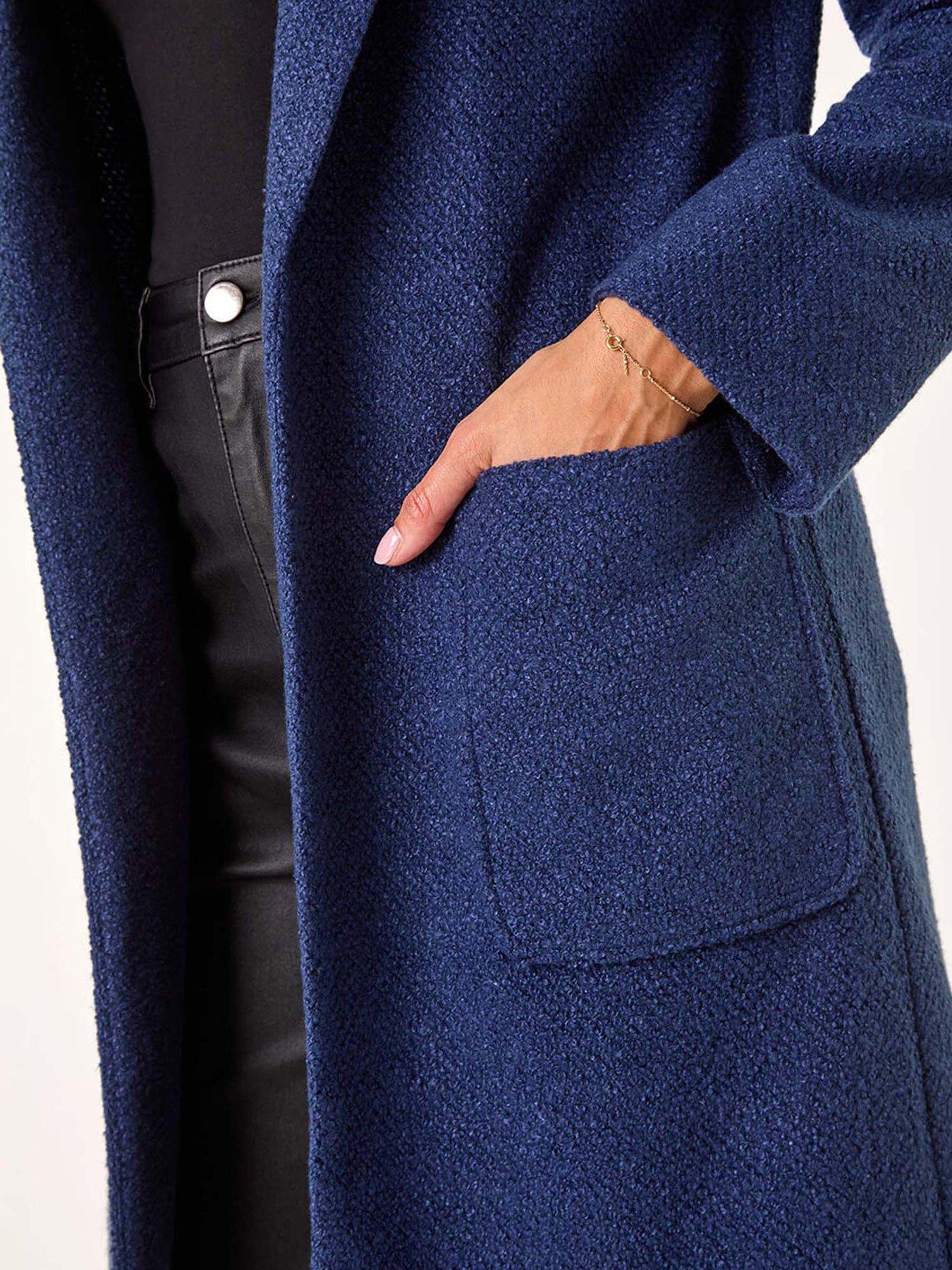  image of roman-single-breasted-longline-coatigan-navy