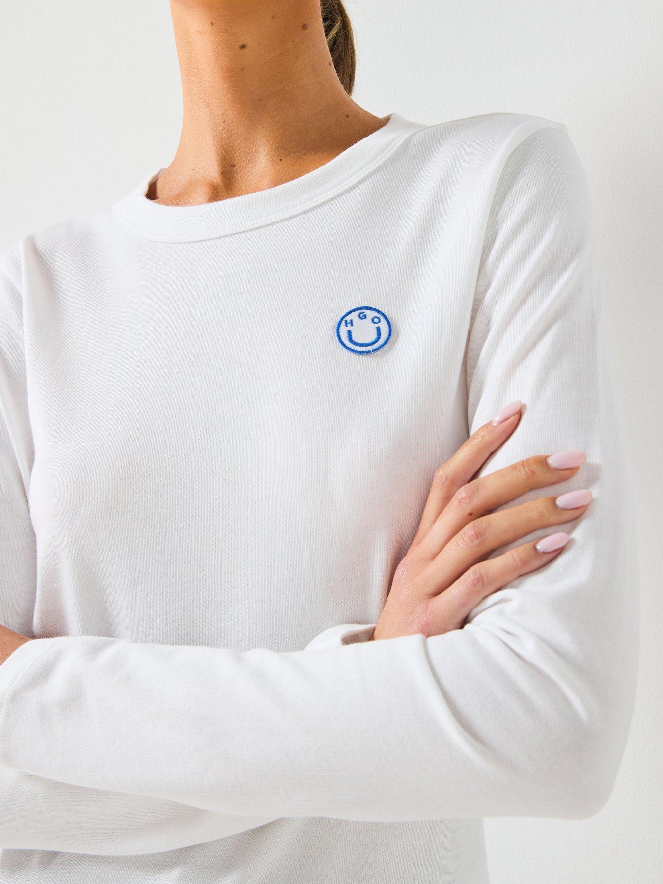 Image 4 of 5 of HUGO Daliria Long Sleeve Jersey Top - White
