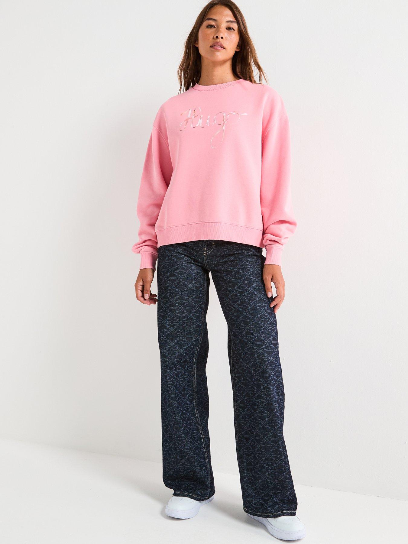 Image 3 of 5 of HUGO Deroxina Logo Crew Neck Sweat Top - Pink