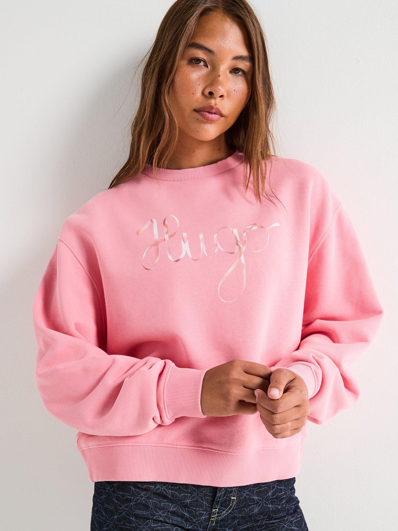 Image 5 of 5 of HUGO Deroxina Logo Crew Neck Sweat Top - Pink