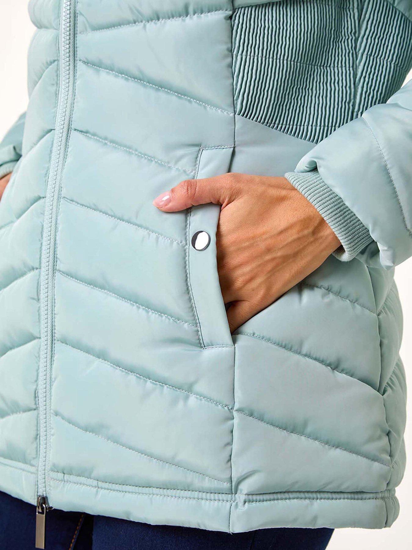 Image 5 of 5 of Roman Faux Fur Hooded Quilt Coat - Green