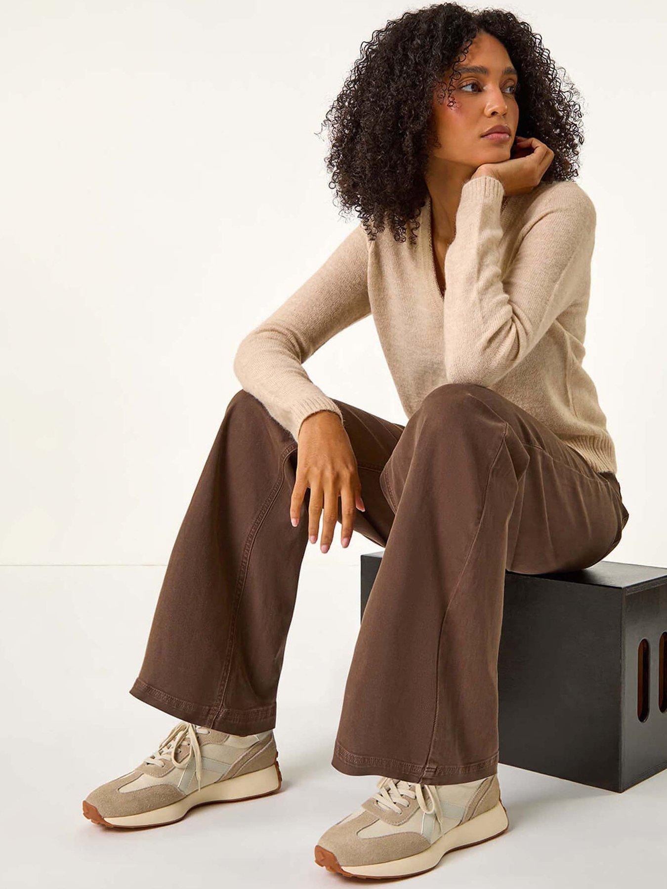  image of roman-shimmer-v-neck-ribbed-cardigan-beige