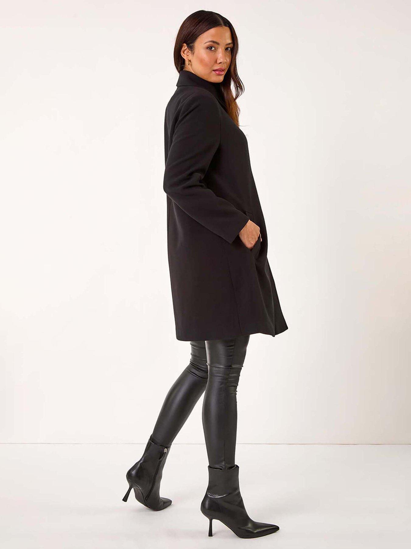 Image 2 of 5 of Roman Buttoned Swing Coat - Black