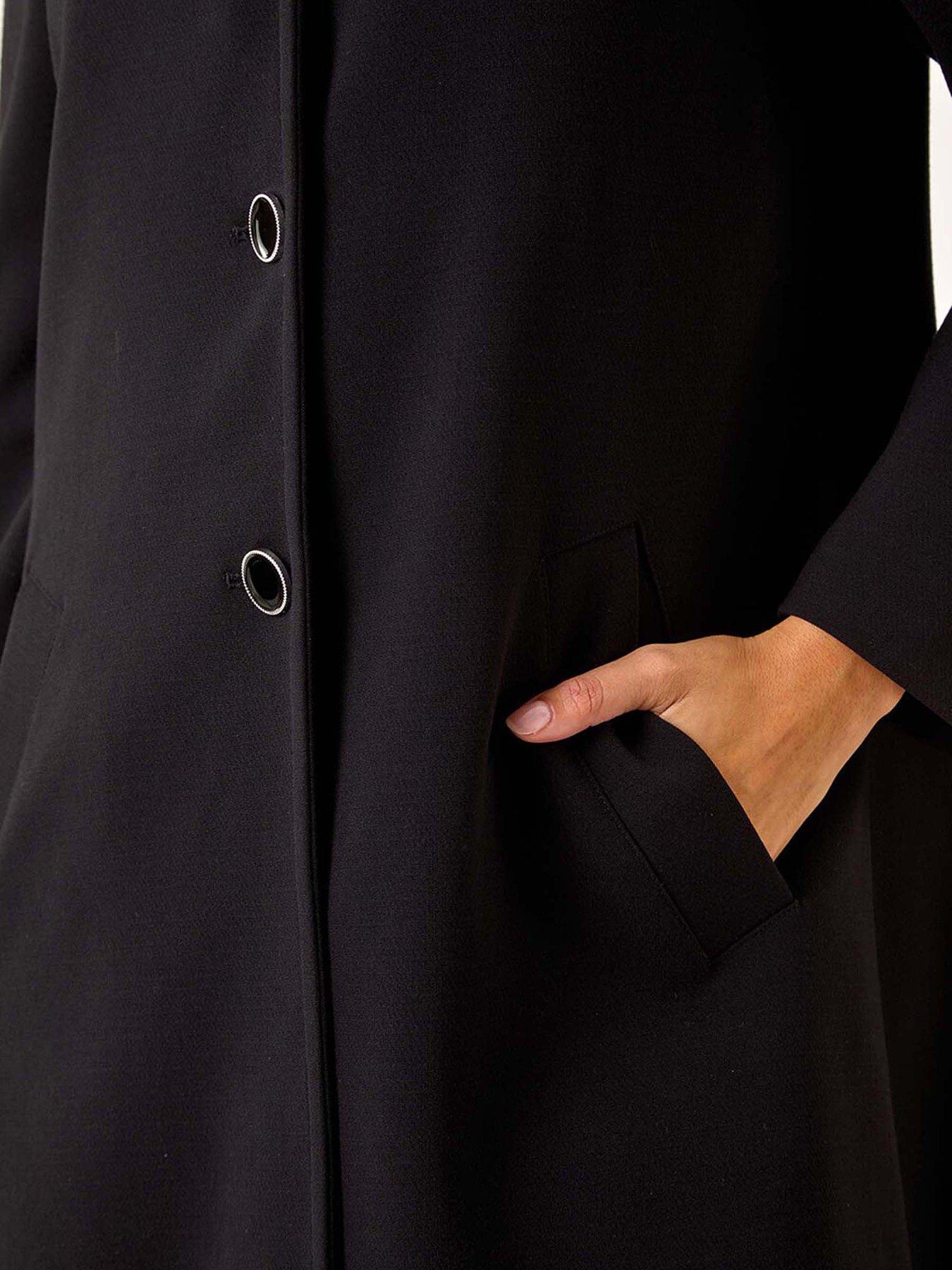 Image 5 of 5 of Roman Buttoned Swing Coat - Black