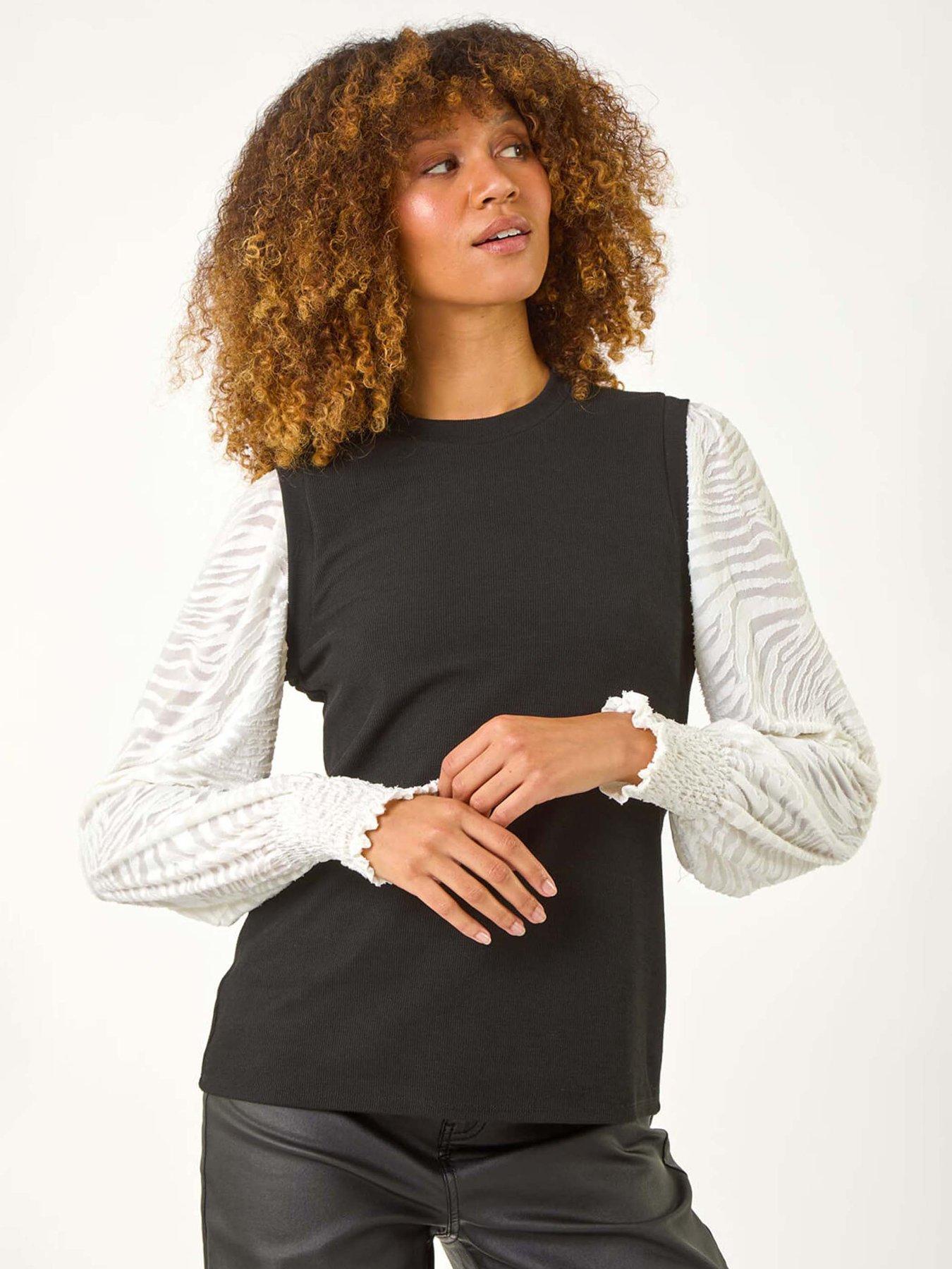 roman-2-in-1-animal-sleeve-top-black