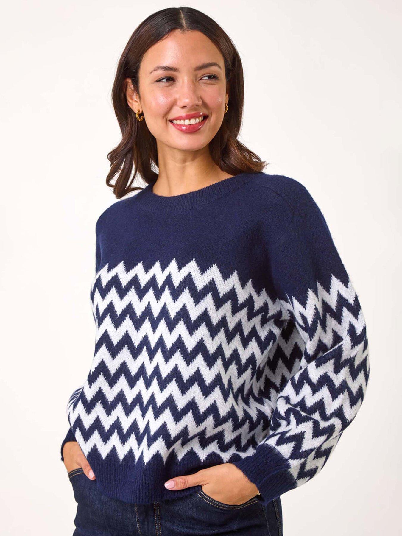 Image 1 of 5 of Roman Zig Zag Knitted Jumper - Navy